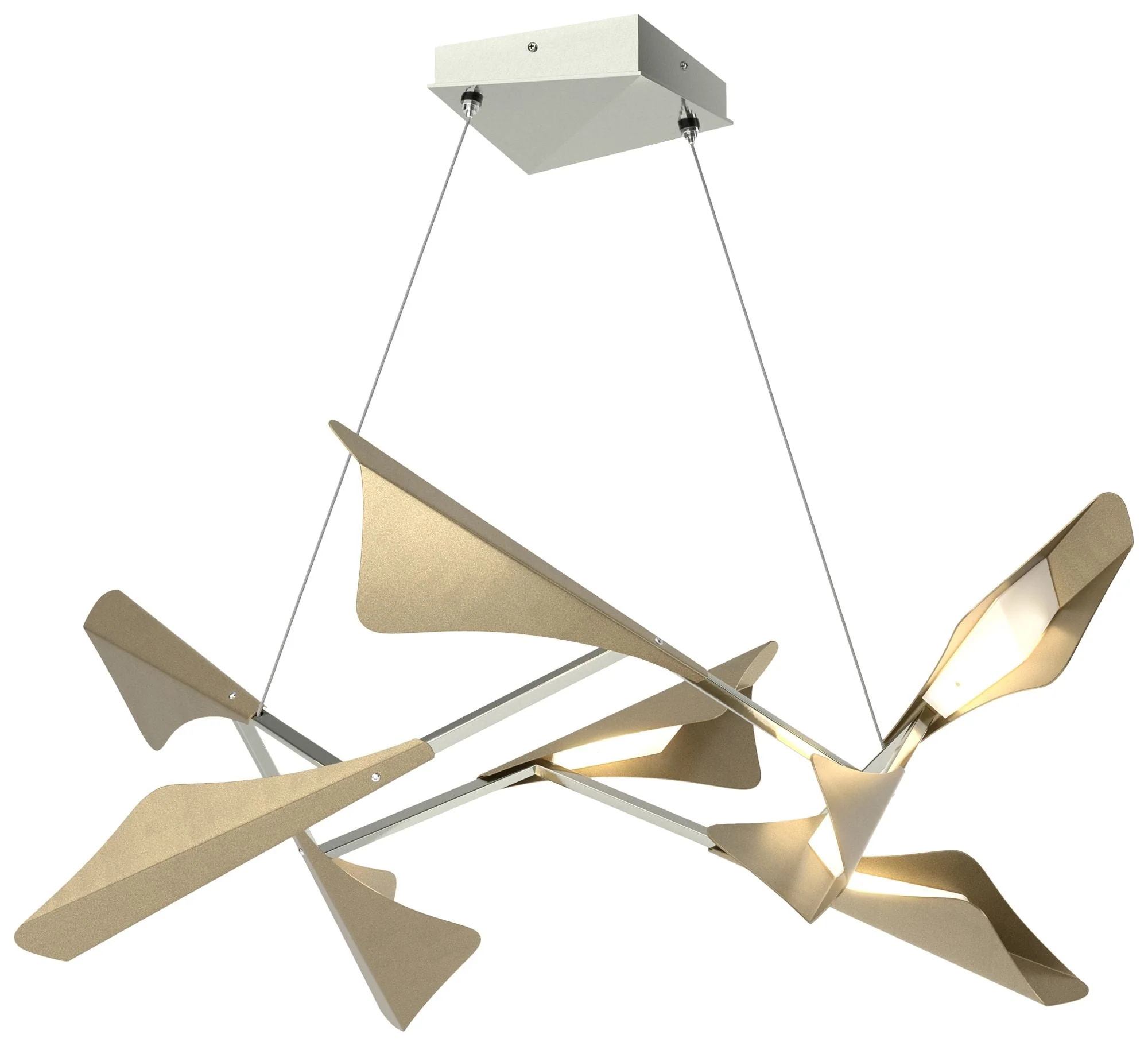 Plume 37.6"W 8-Light Soft Gold and Sterling Standard LED Pendant - Image 1