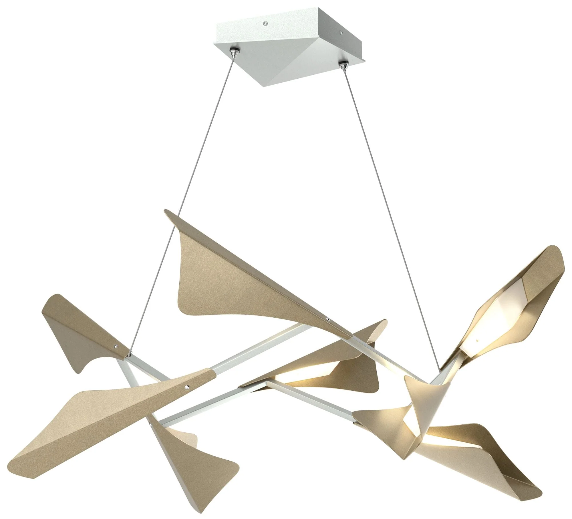 Plume 37.6"W 8-Light Soft Gold and Vintage Platinum Standard LED Penda - Image 1