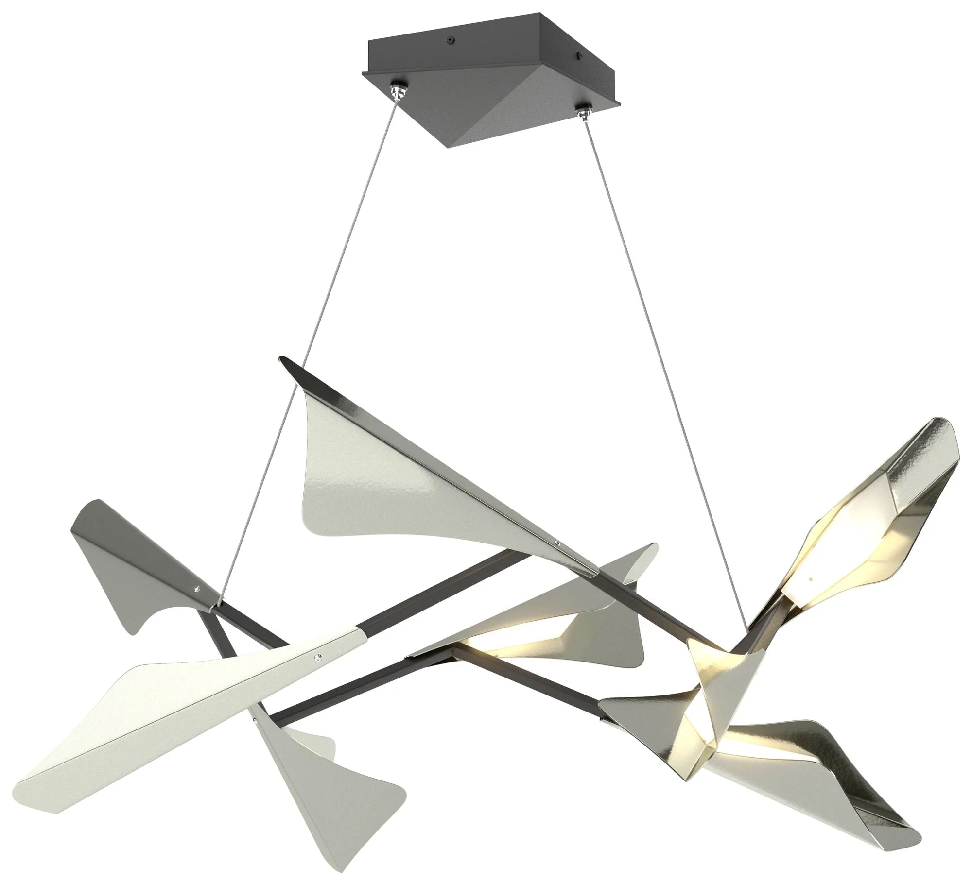 Plume 37.6"W 8-Light Sterling and Black Standard LED Pendant - Image 1