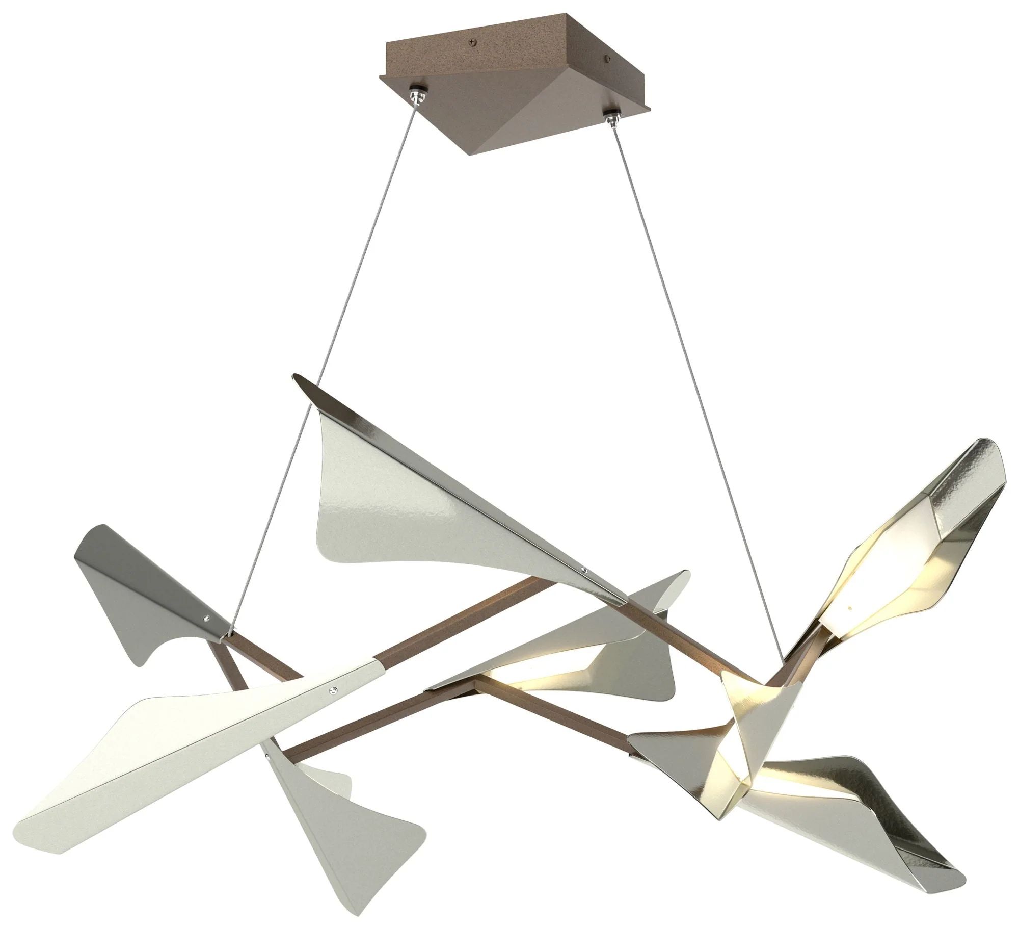 Plume 37.6"W 8-Light Sterling and Bronze Standard LED Pendant - Image 1
