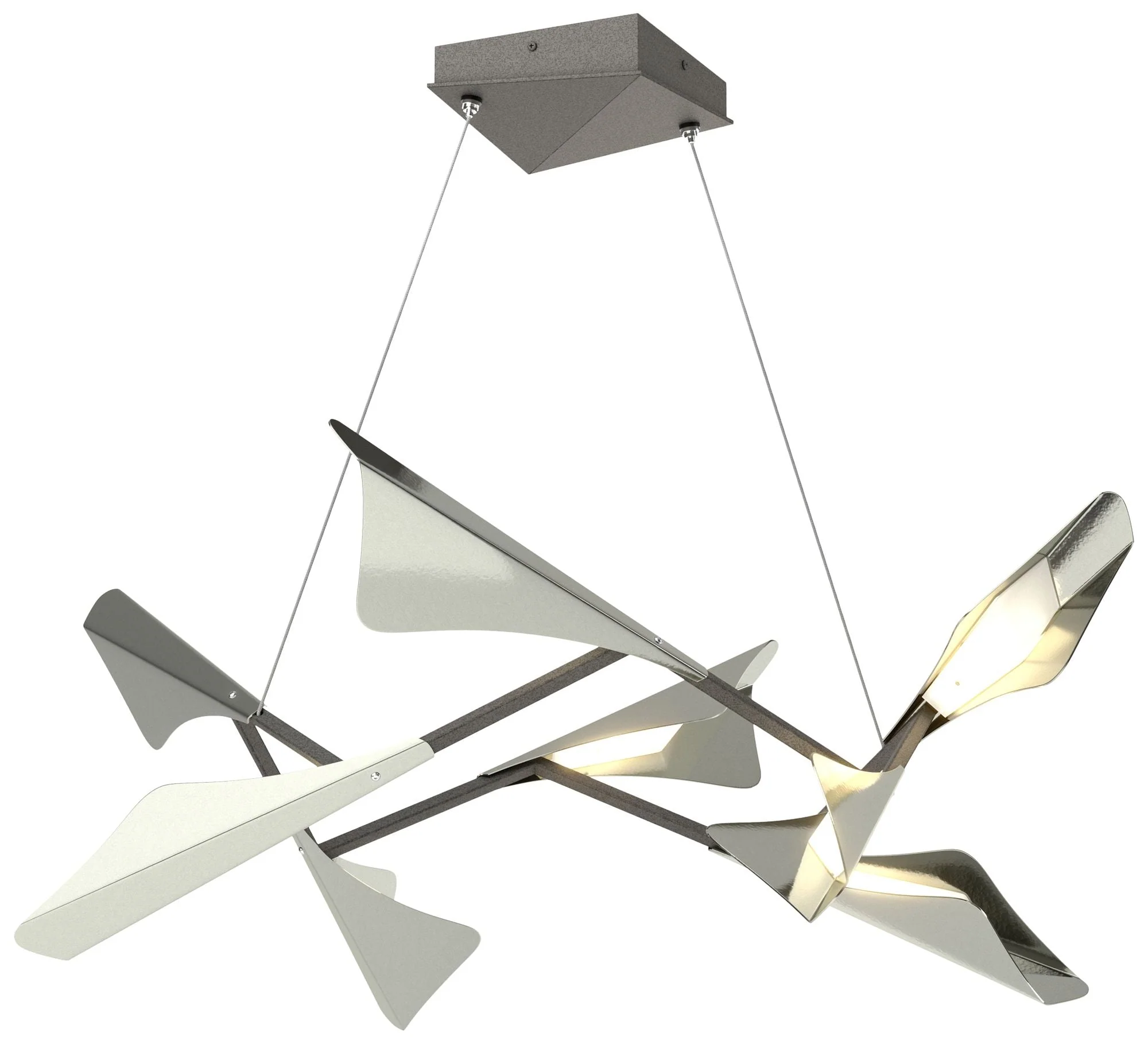 Plume 37.6"W 8-Light Sterling and Iron Standard LED Pendant - Image 1