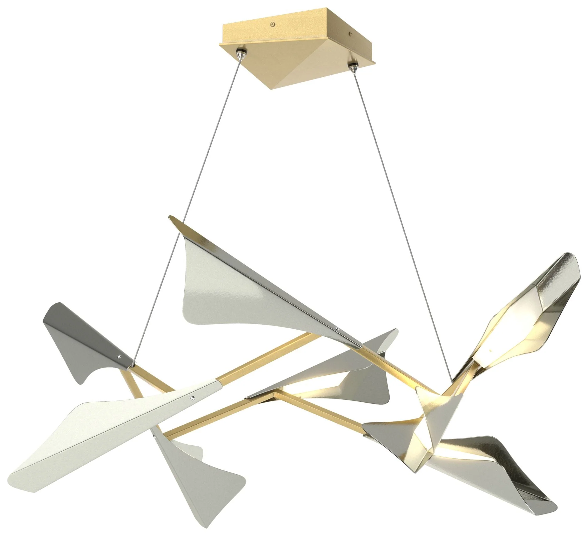 Plume 37.6″W 8-Light Sterling and Modern Brass Standard LED Pendant