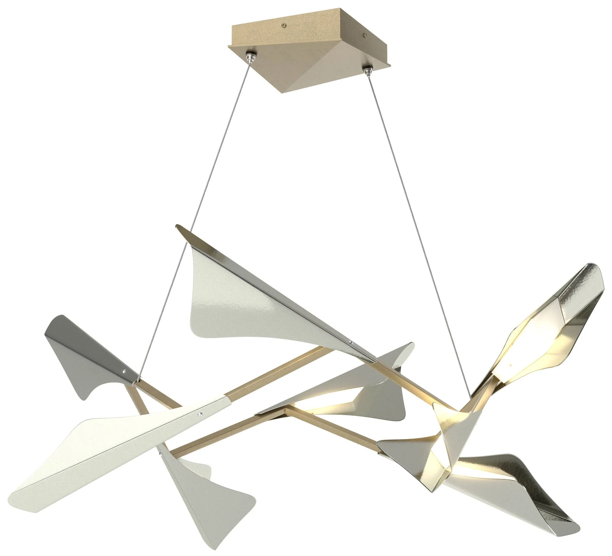 Plume 37.6"W 8-Light Sterling and Soft Gold Standard LED Pendant - Image 1
