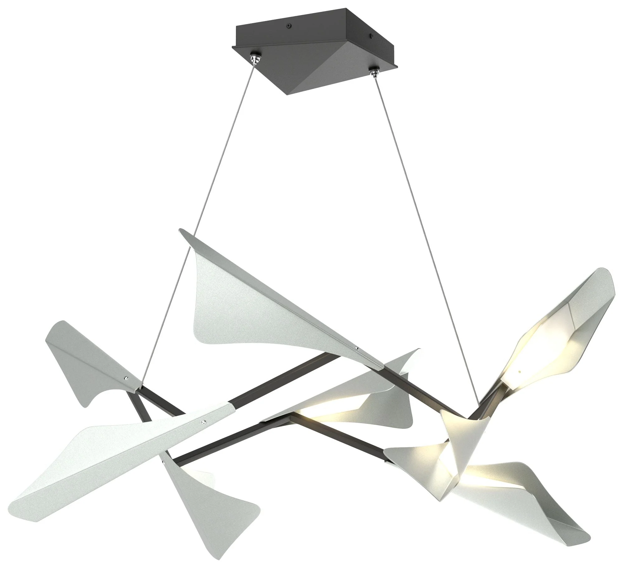 Plume 37.6"W 8-Light Vintage Platinum and Black Standard LED Pendant - Image 1