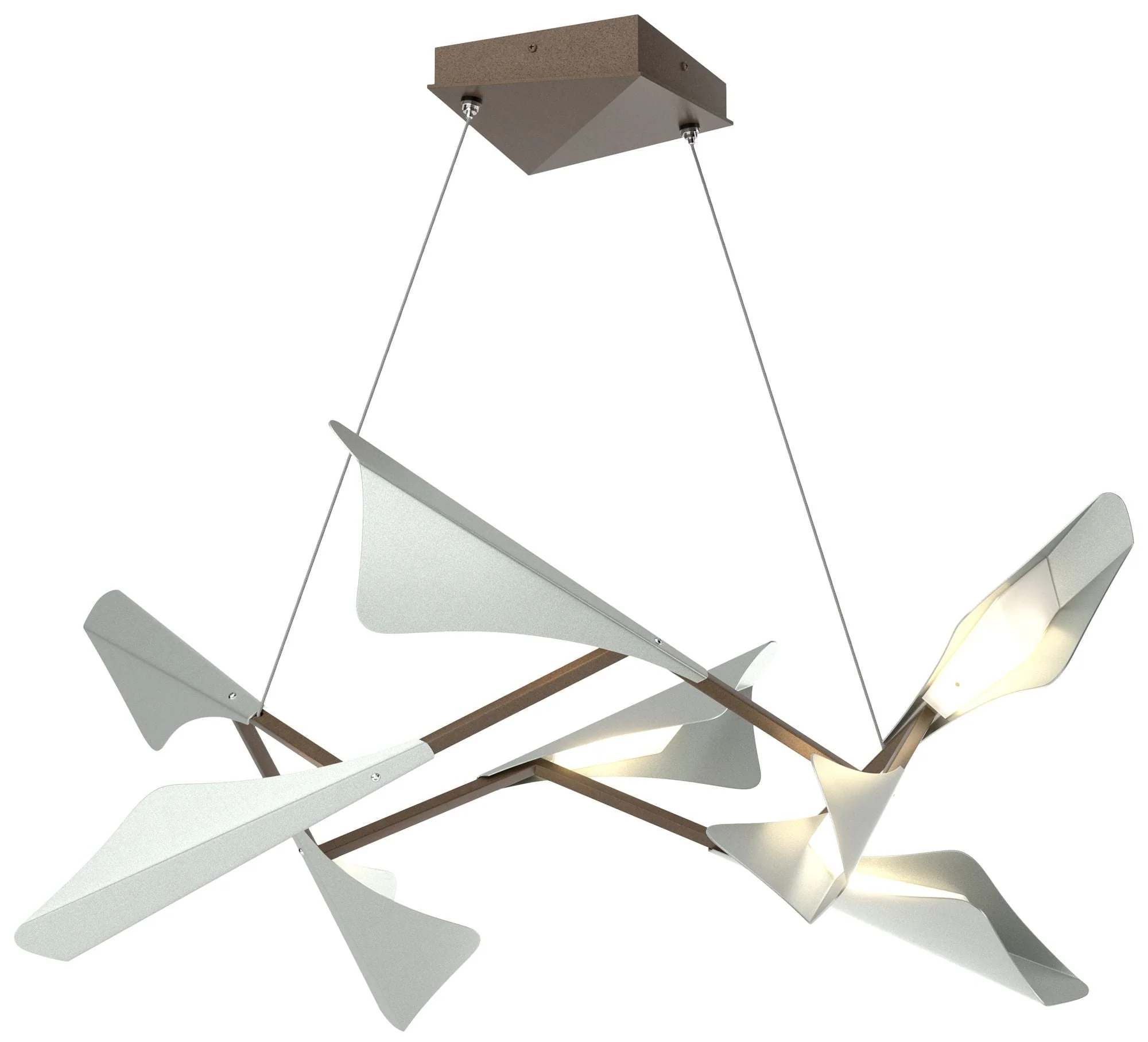 Plume 37.6"W 8-Light Vintage Platinum and Bronze Standard LED Pendant - Image 1