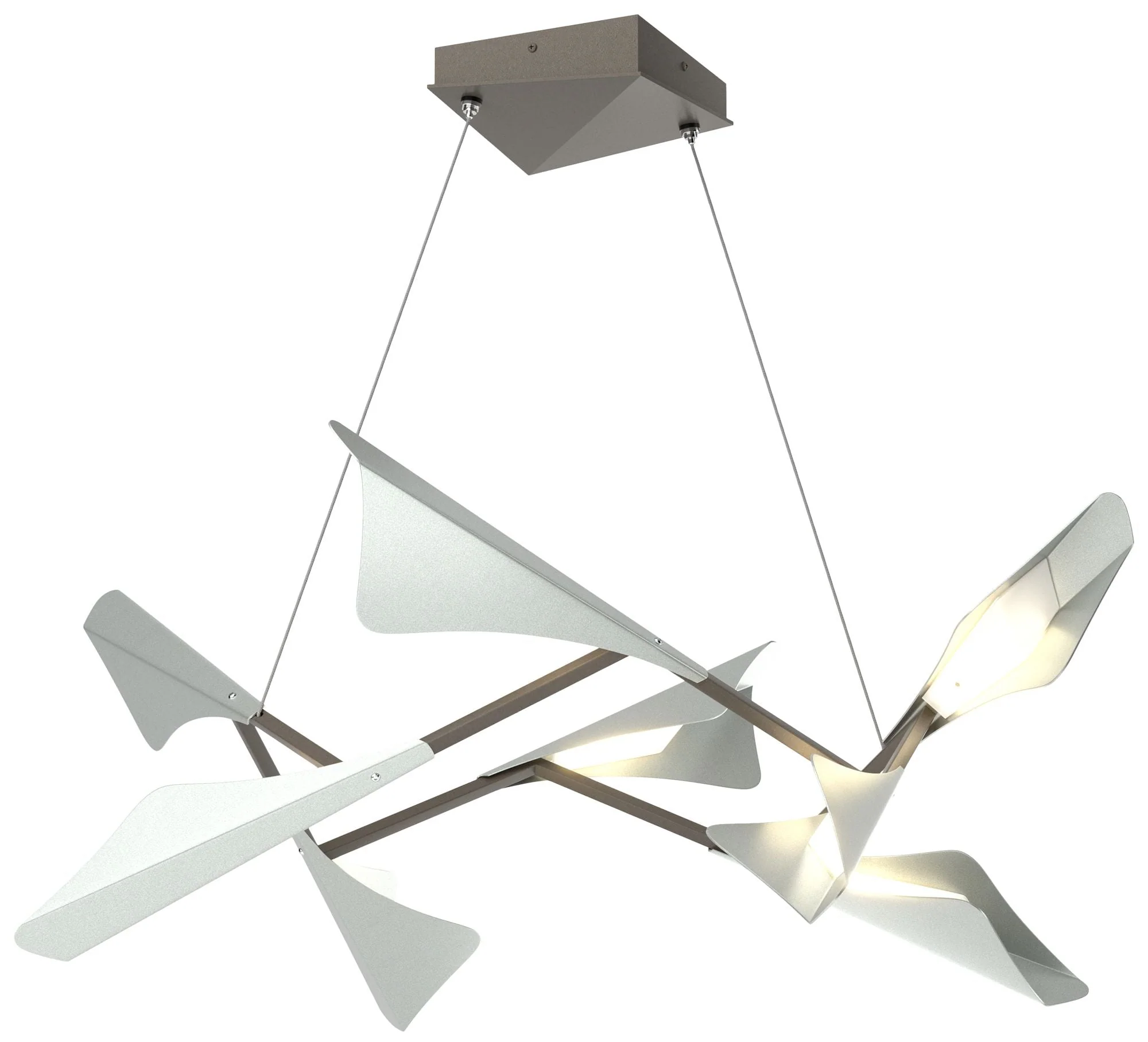 Plume 37.6"W 8-Light Vintage Platinum and Dark Smoke Standard LED Pend - Image 1