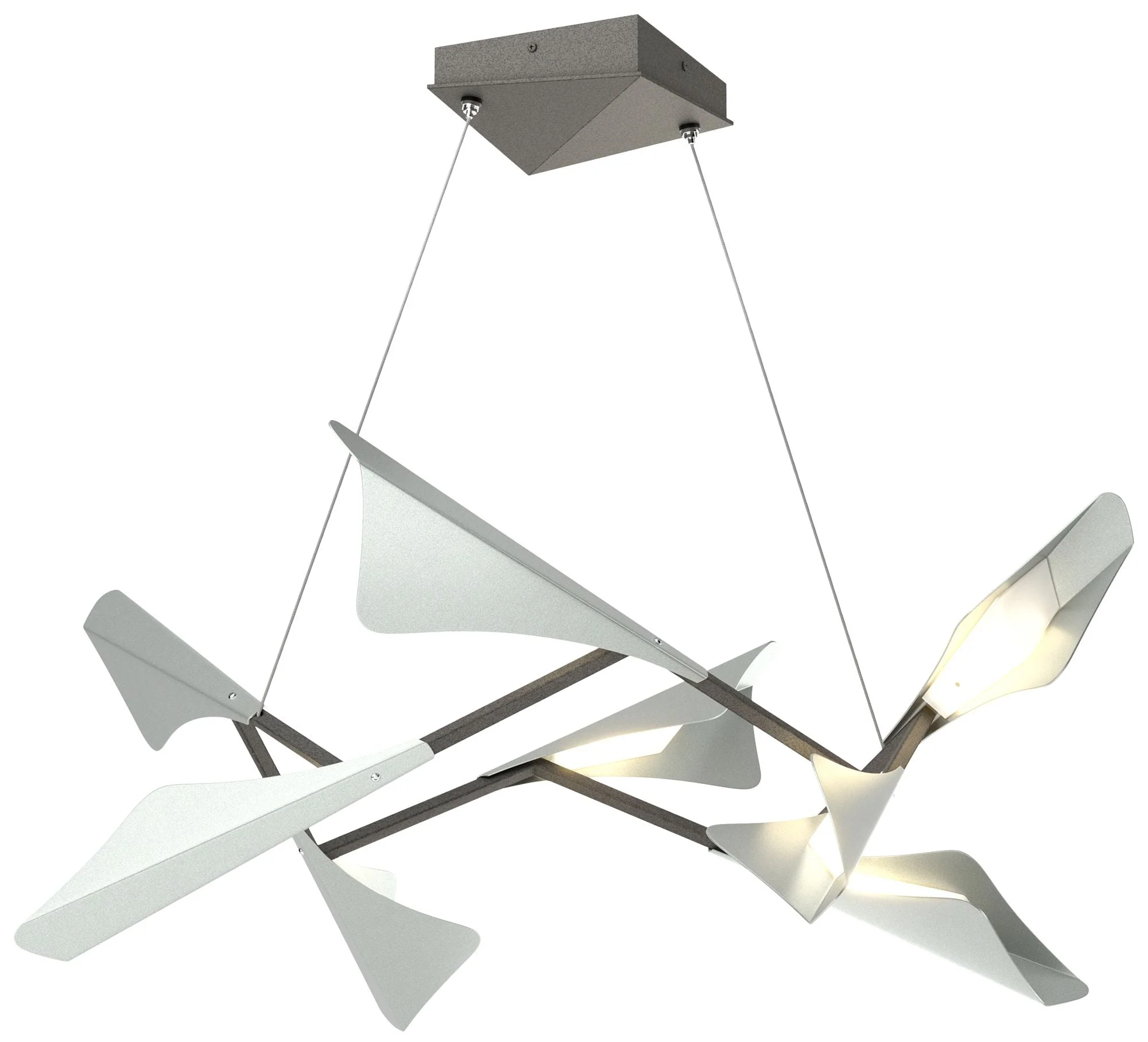 Plume 37.6"W 8-Light Vintage Platinum and Iron Standard LED Pendant - Image 1