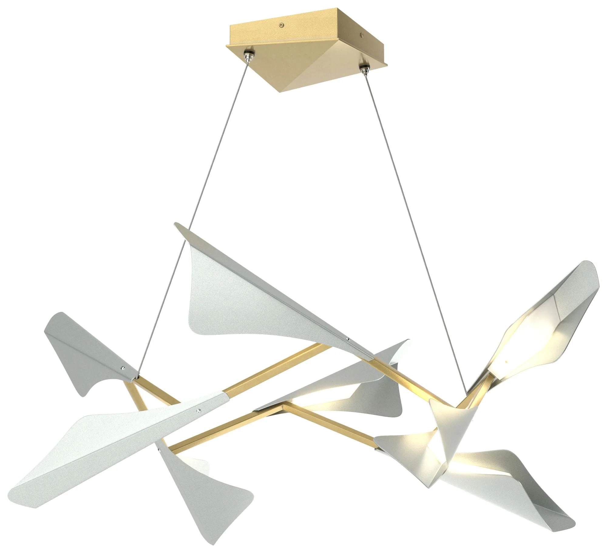 Plume 37.6″W 8-Light Vintage Platinum and Modern Brass Standard LED Pe