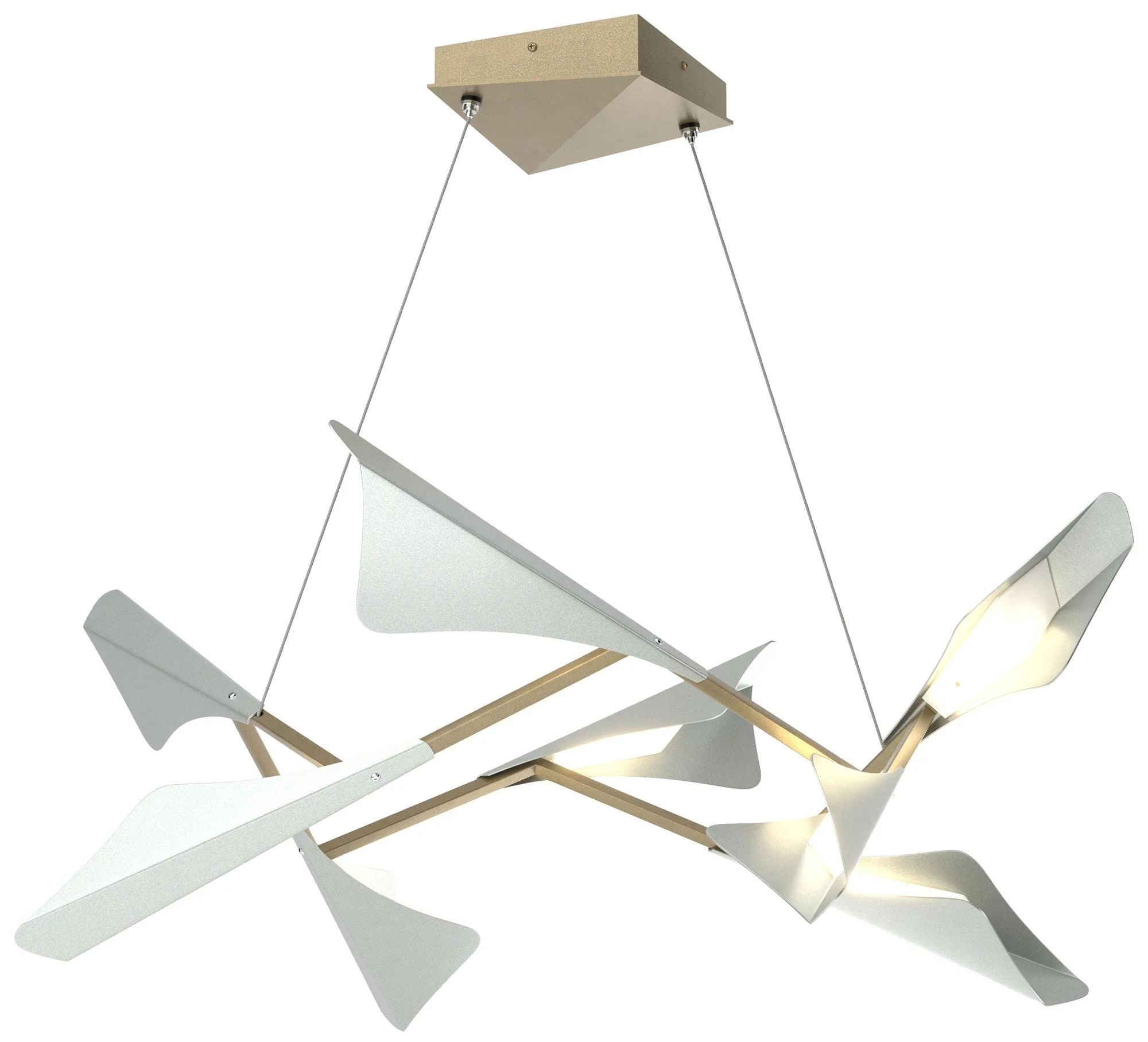 Plume 37.6"W 8-Light Vintage Platinum and Soft Gold Standard LED Penda - Image 1