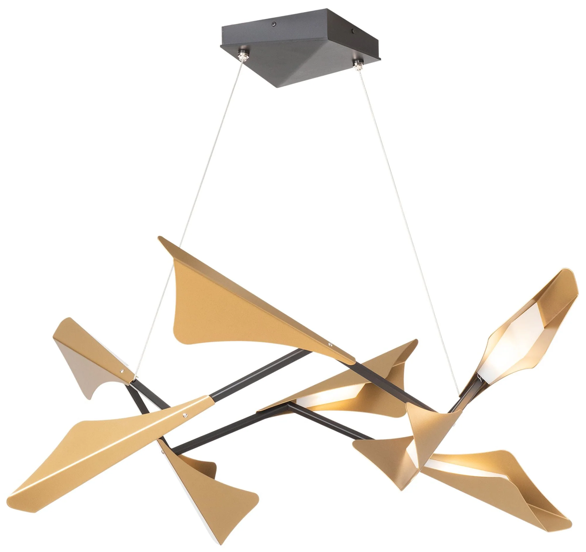 Plume 8-Light LED Pendant - Black Finish - Gold Accents - Standard Height - Image 1