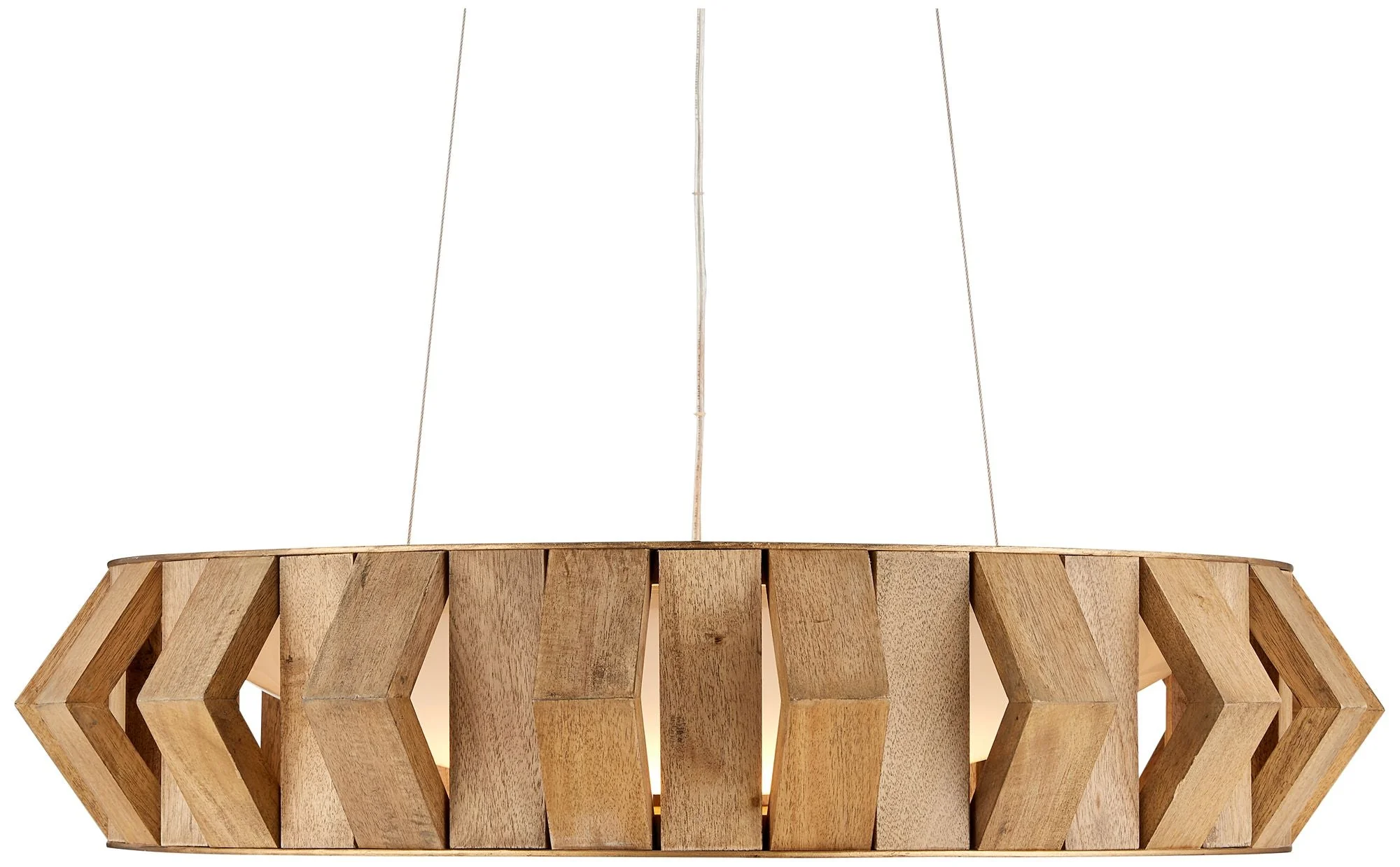 Plunge 30" Wide Brass Toffee Wood LED Chandelier - Image 1