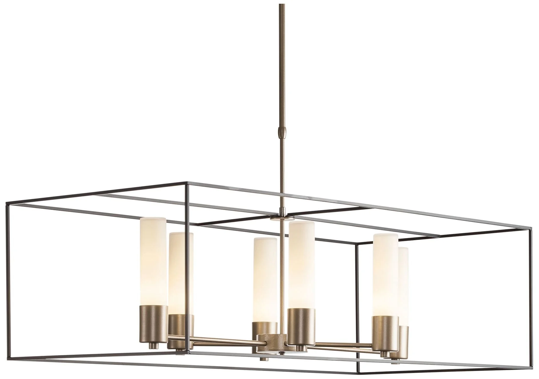 Portico 42"W Dark Smoke Accented Soft Gold Pendant With Opal Glass Sha - Image 1