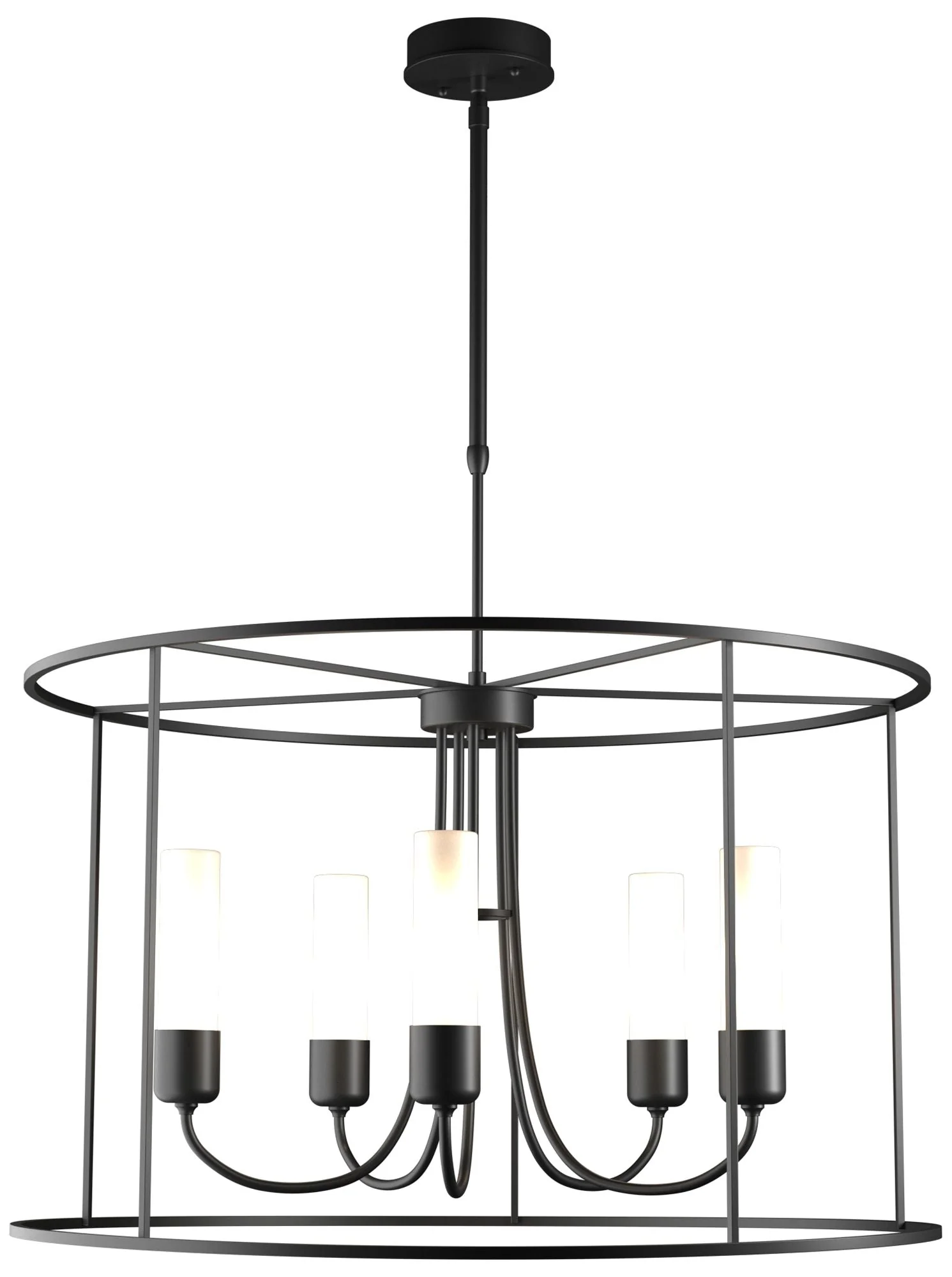 Portico Drum Outdoor Pendant - Black Finish - Opal Glass - Standard - Image 1