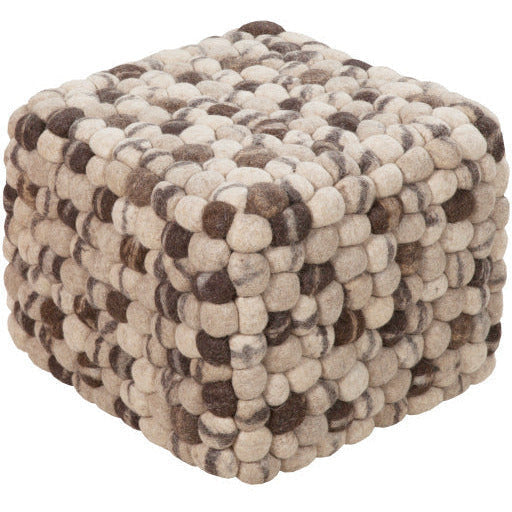 Surya Summit Modern Rustic Brown, Tan, Beige & Charcoal Wool Pouf Ottoman POUF-14 - Image 2
