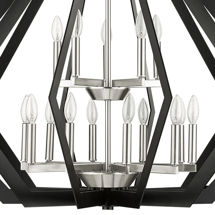Prism 15 Light Black Foyer Chandelier - Image 3