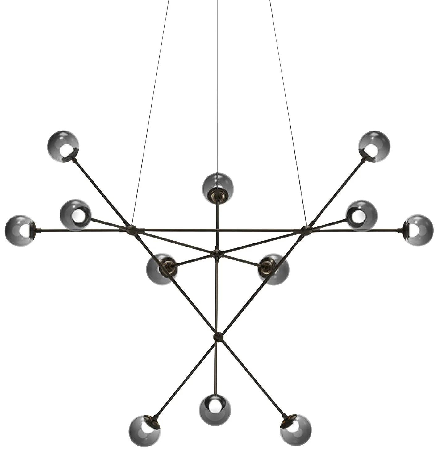 Proton 40" Wide Nickel and Smoke 12-Light LED Pendant Light - Image 1