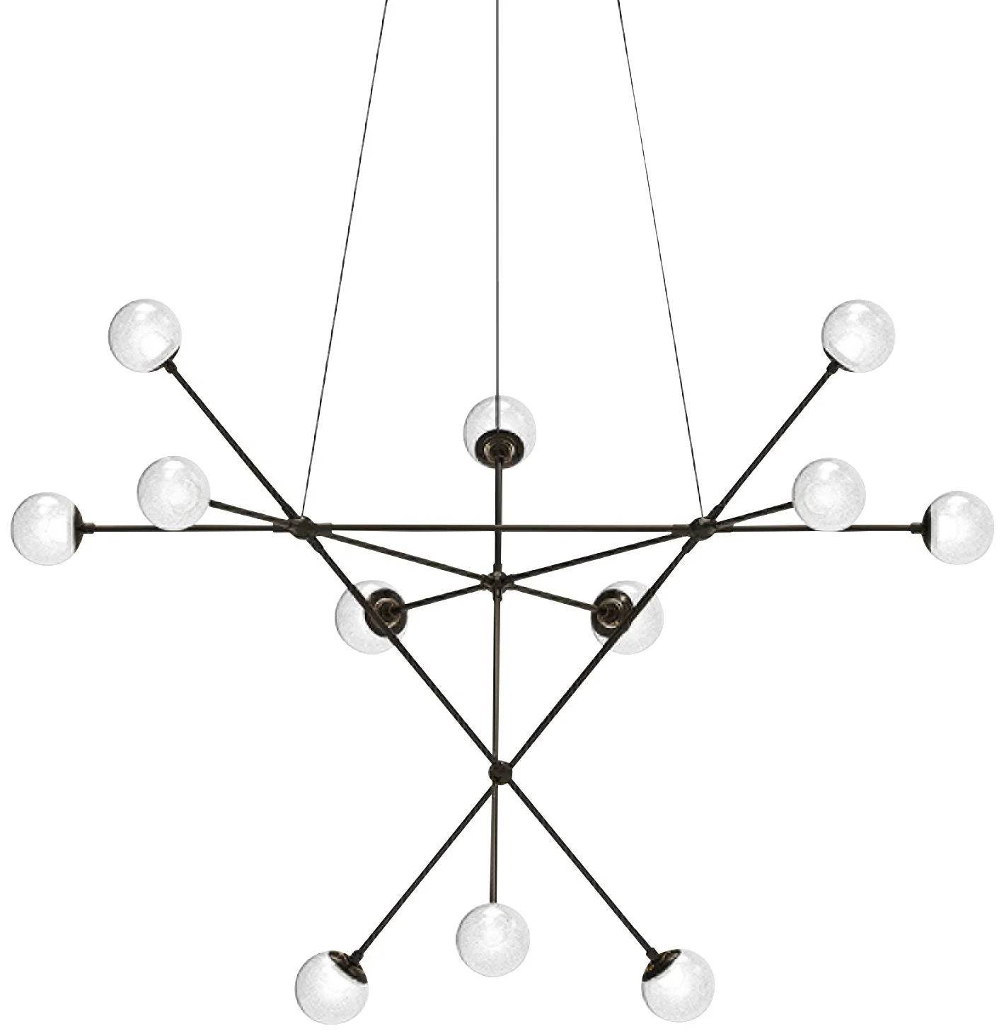 Proton 40" Wide Nickel and White 12-Light LED Pendant Light - Image 1