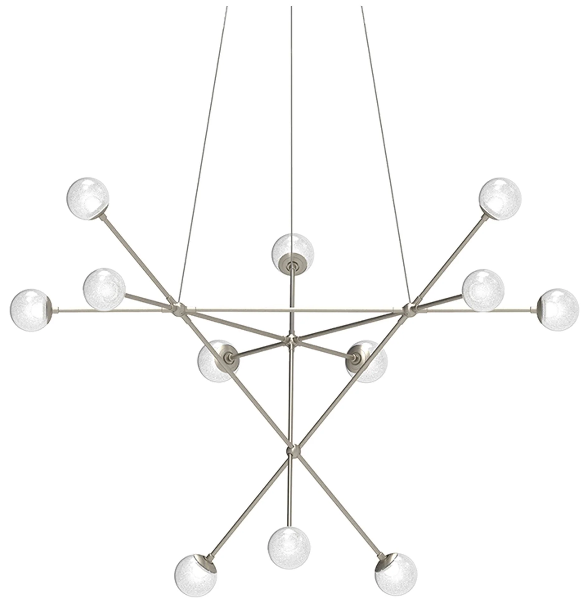 Proton Alpha 40" Wide Satin Nickel LED Pendant With White Crushed Glas - Image 1