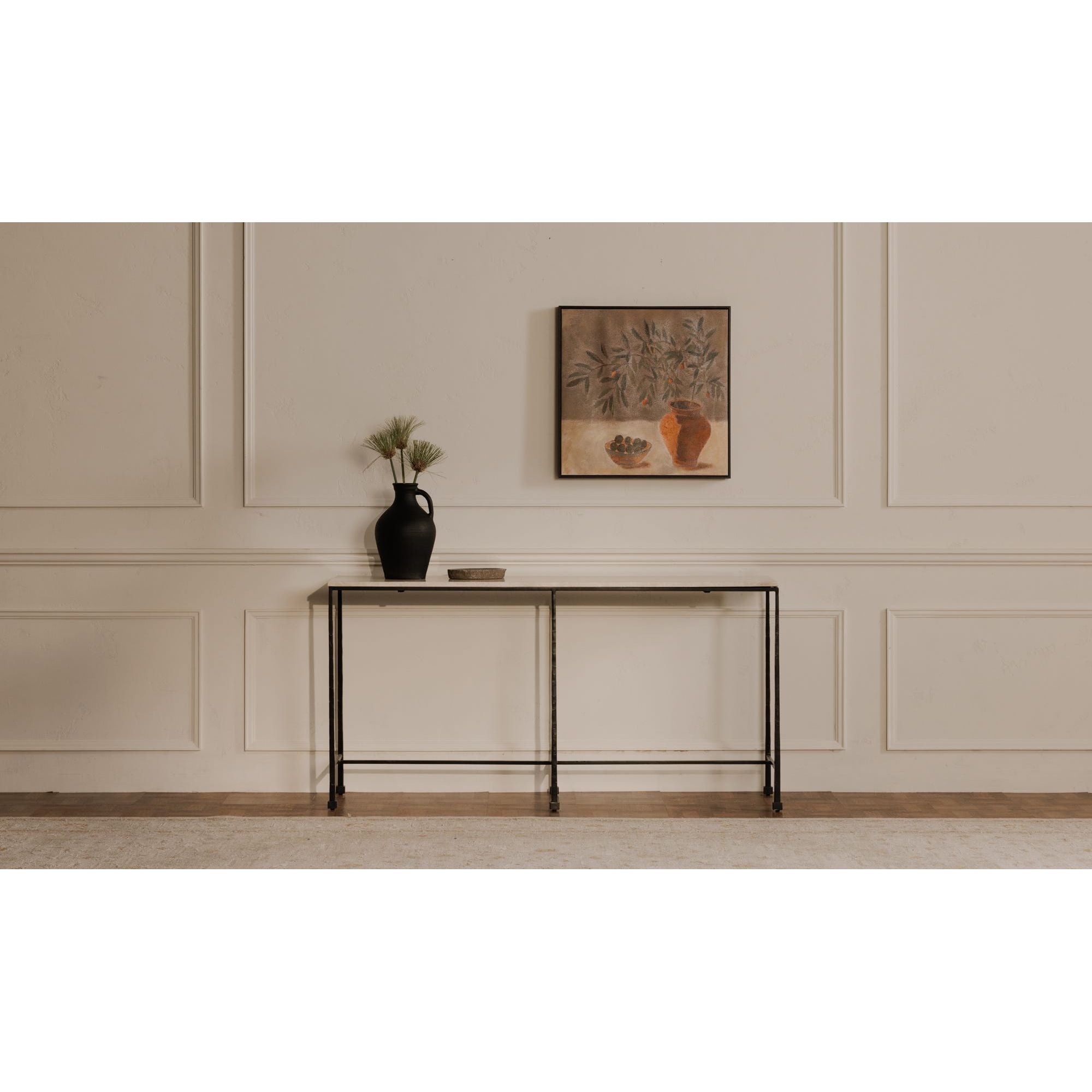 Moe’s Home Collection River Botticino Marble and Iron Console Table - Image 2