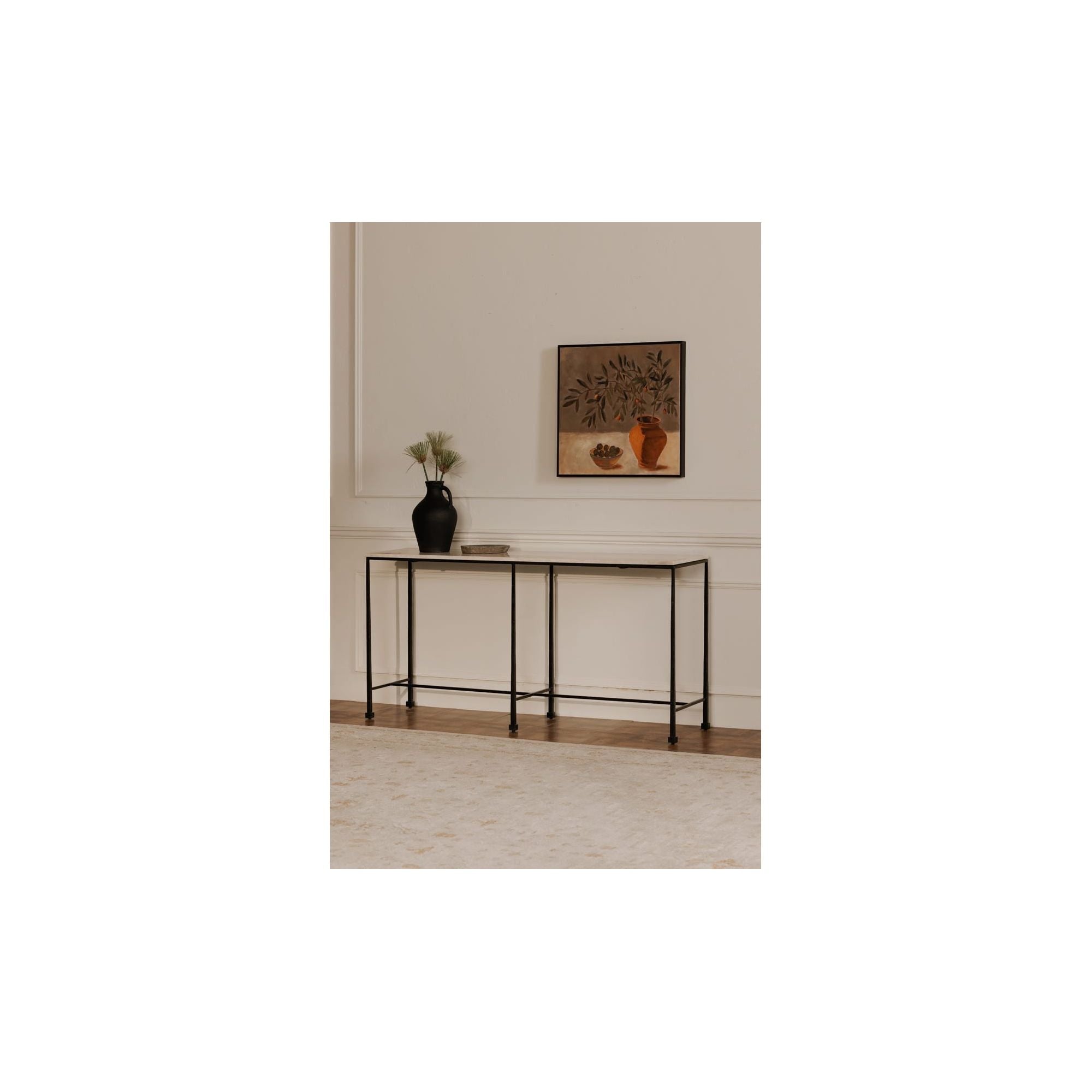 Moe’s Home Collection River Botticino Marble and Iron Console Table - Image 3