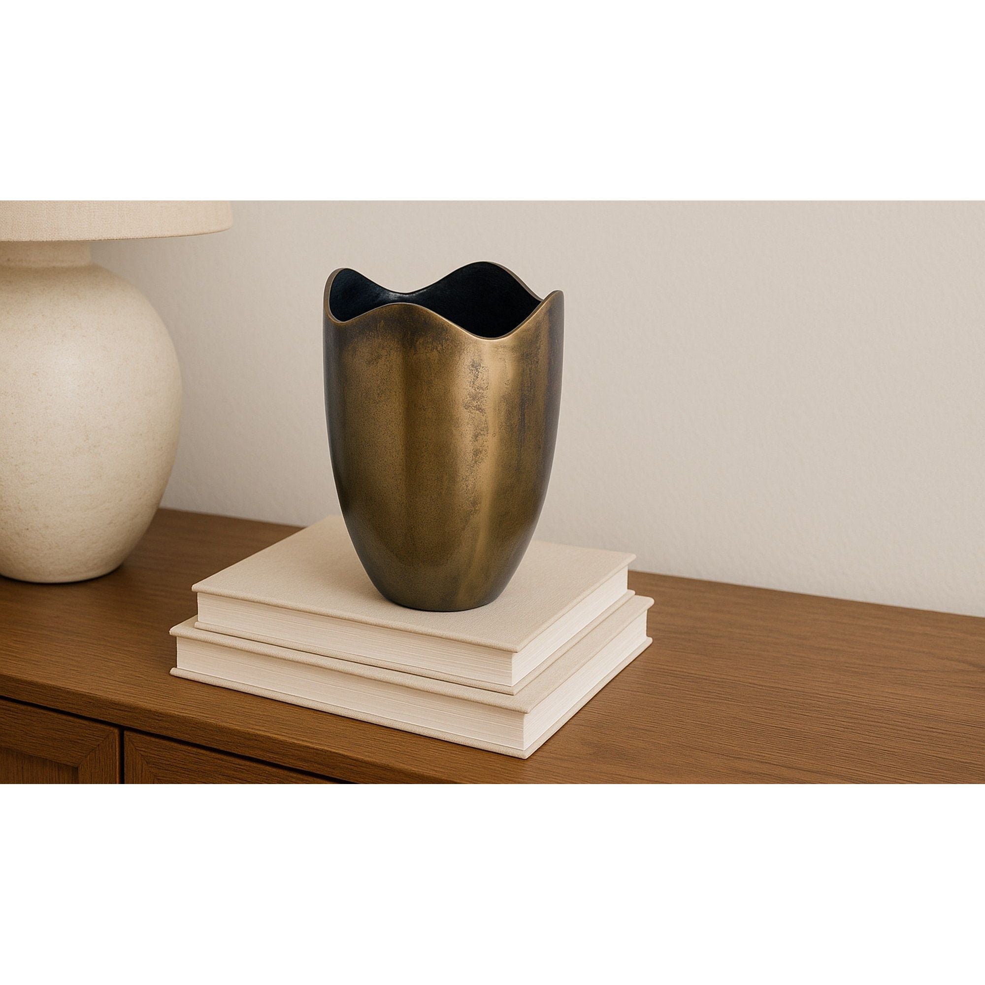 Moe's Home Athena Cast Aluminum Vase Antique Brass - Image 2