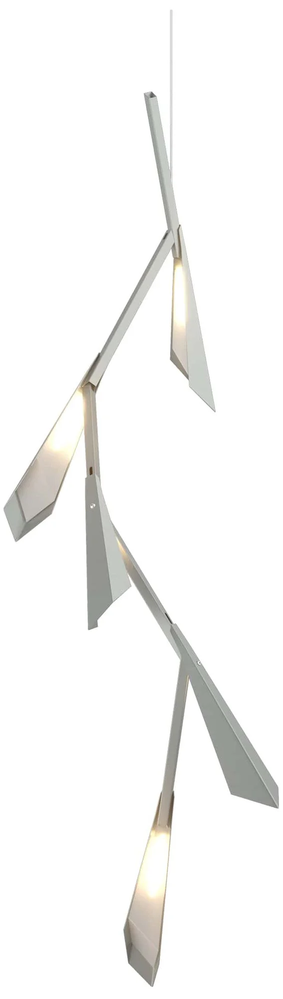 Quill 16"W Vintage Platinum Vertical LED Pendant With Platinum Shade - Image 1
