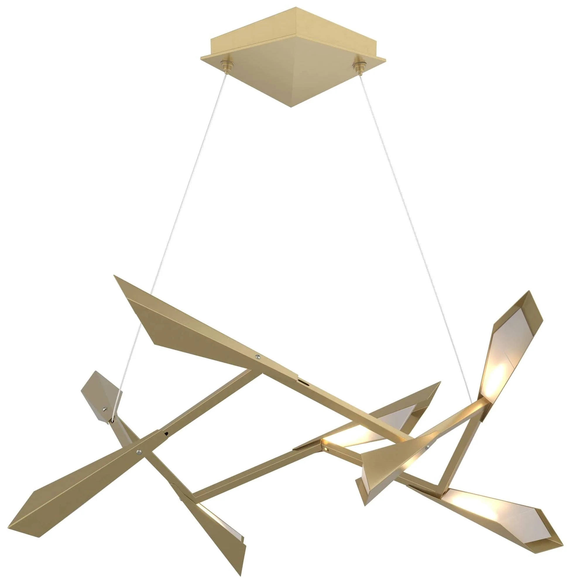 Quill 33.9"W Modern Brass Horizontal LED Pendant With Modern Brass Sha - Image 1