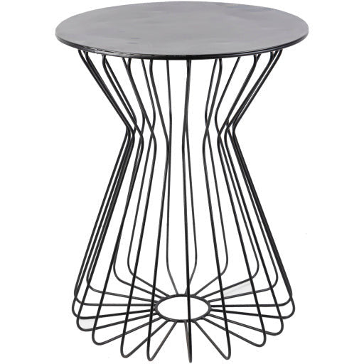 Surya Carlee Modern Black Top With Black Metal Base Round Accent Side Table RAC-001