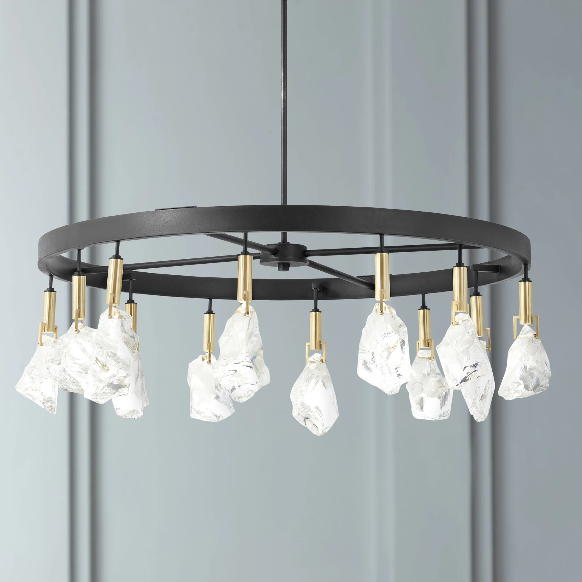 Rare Elements 32" Wide Sand Coal 12-Light LED Chandelier - Image 1