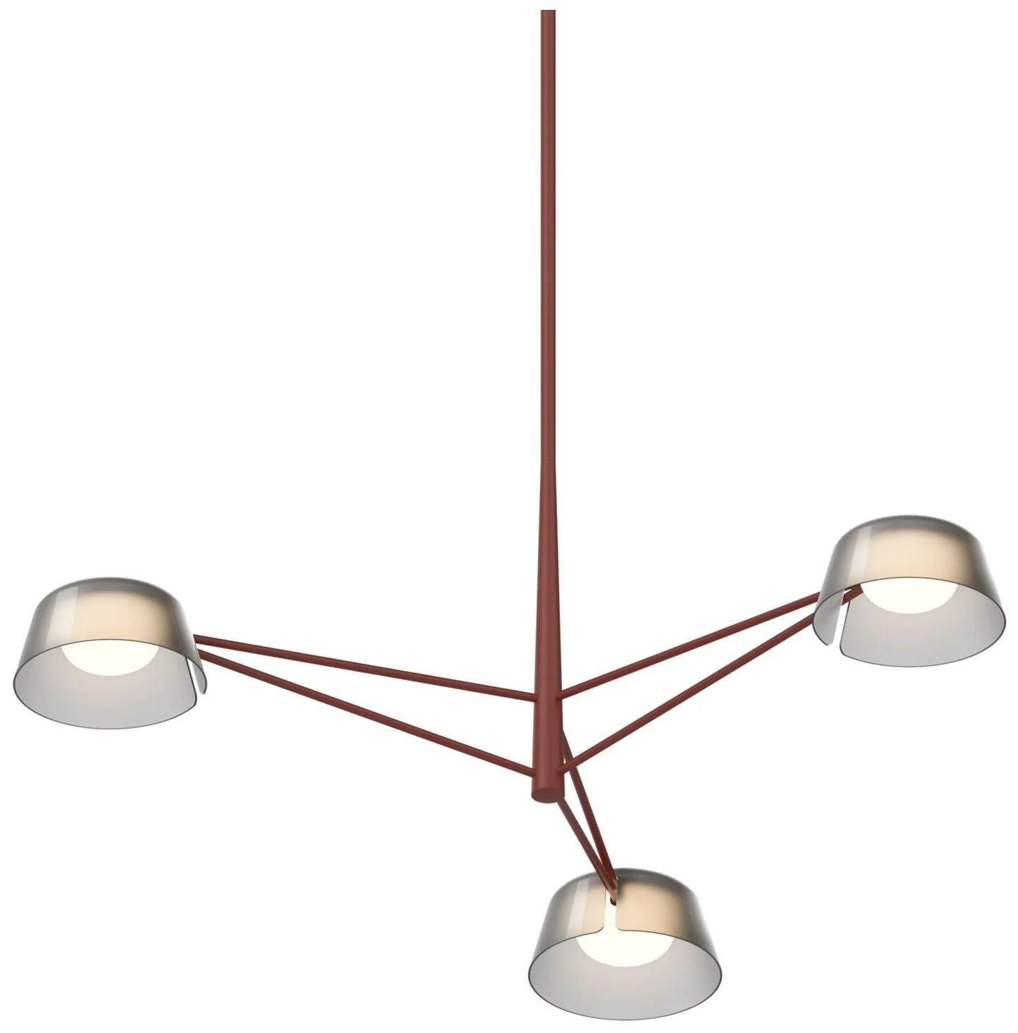 Ray 35.75"W 3-Light Oxide Red Frame Round Chandelier w/ Smoked Etched - Image 1