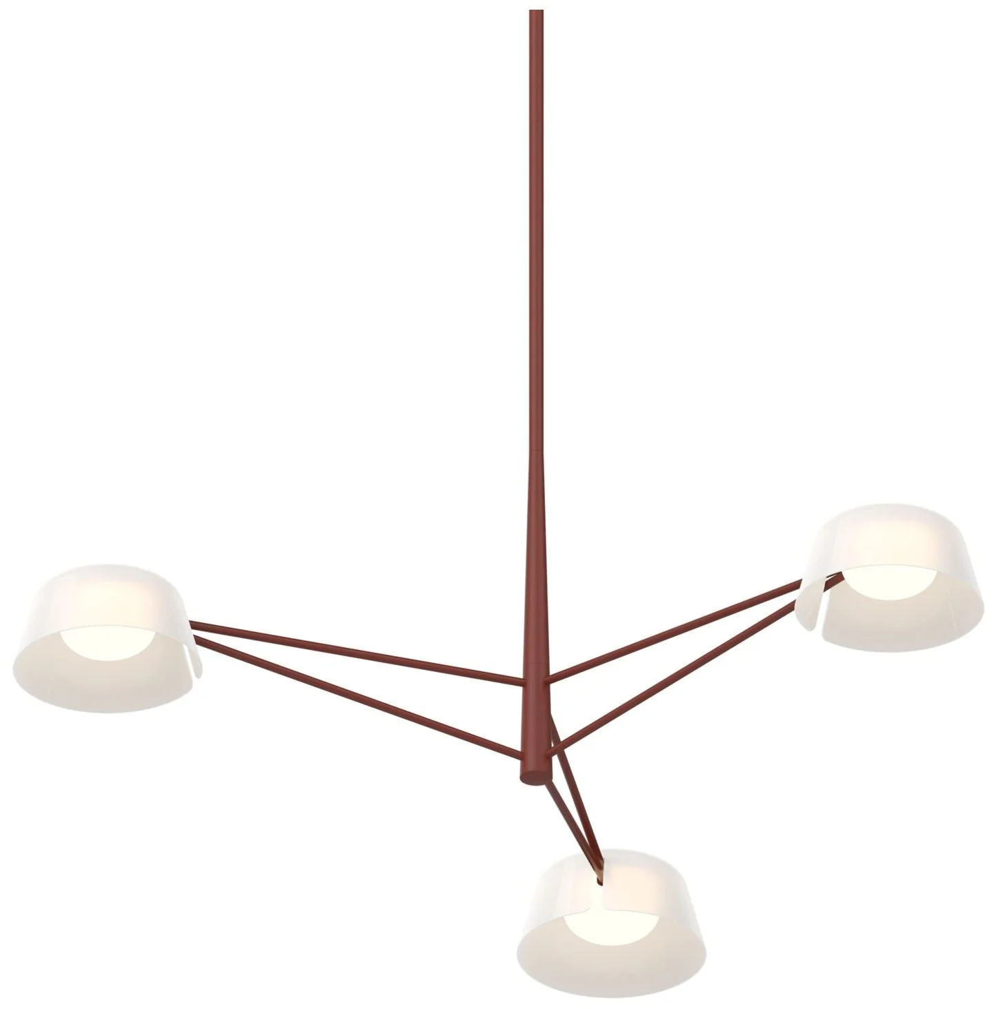 Ray 35.75"W 3-Light Oxide Red Frame Round Chandelier With Opal White S - Image 1