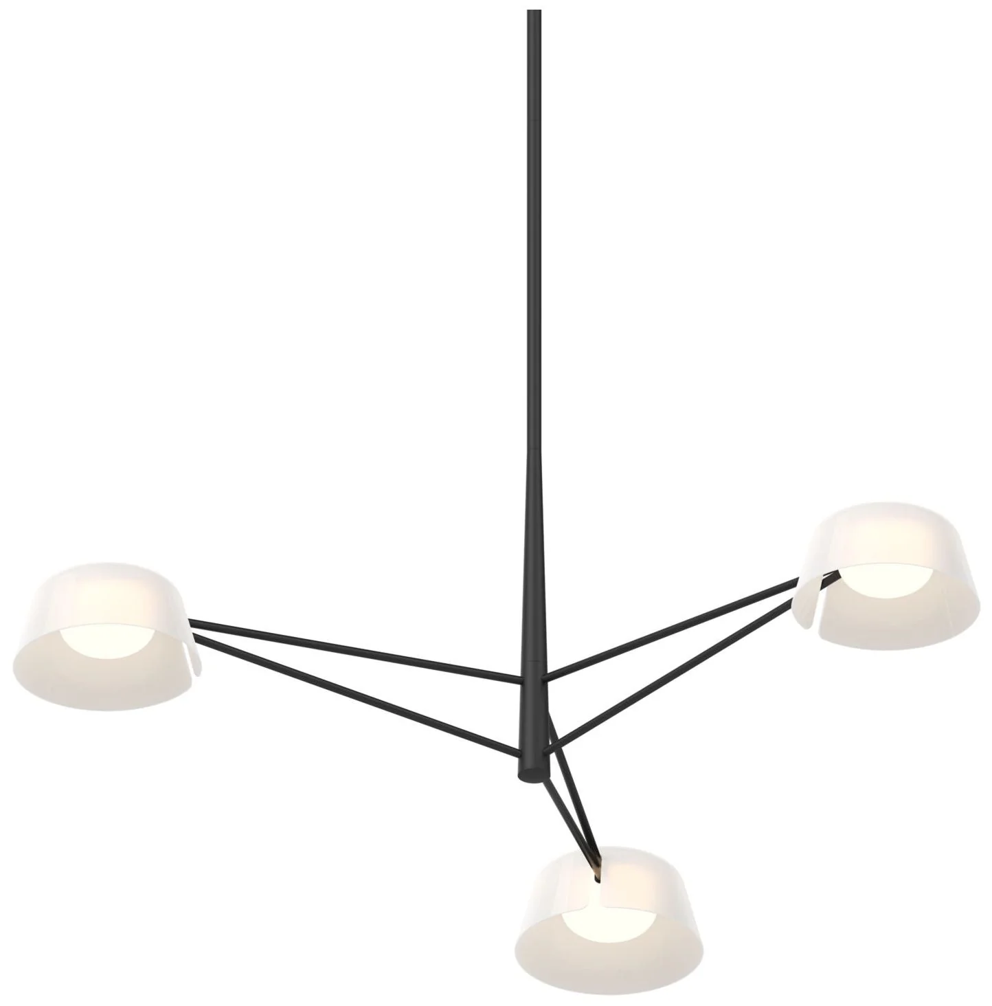 Ray 35.75"W 3-Light Satin Black Frame Round Chandelier w/ Opal White S - Image 1