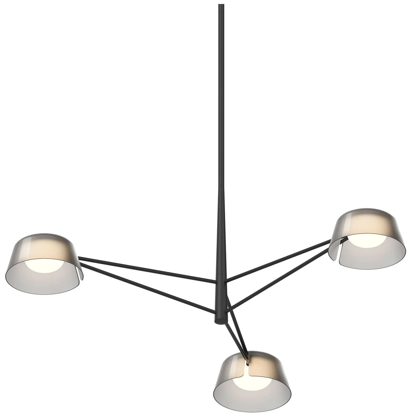 Ray 35.75"W 3-Light Satin Black Round Chandelier w/ Smoked Etched Shad - Image 1