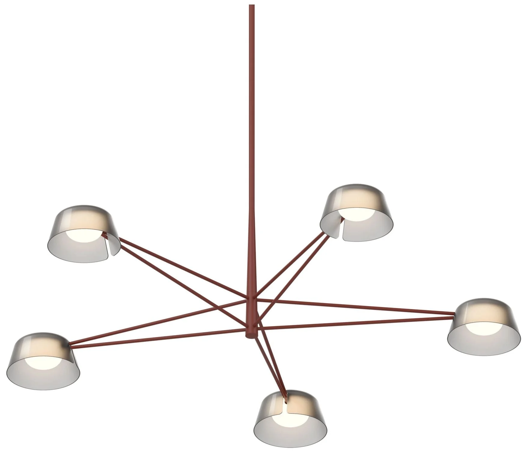 Ray 45.25"W 5-Light Oxide Red Frame Round Chandelier w/ Smoked Etched - Image 1