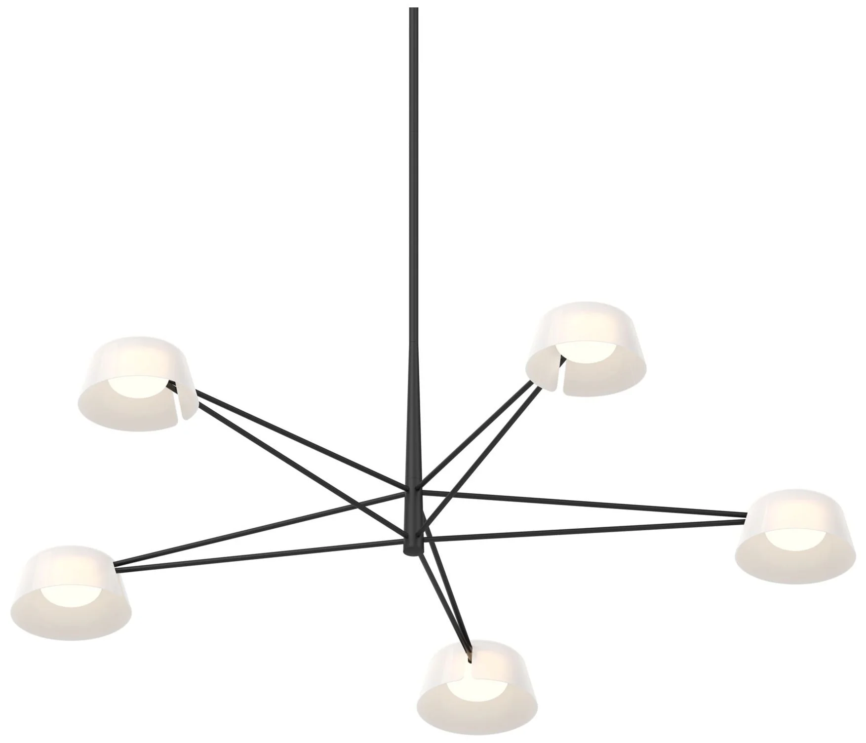 Ray 45.25"W 5-Light Satin Black Frame Round Chandelier w/ Opal White S - Image 1