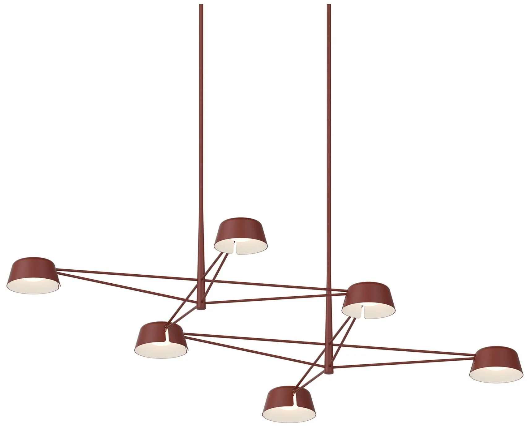 Ray 67.75"W 6-Light Oxide Red Frame Rectangle Chandelier w/ Oxide Red - Image 1