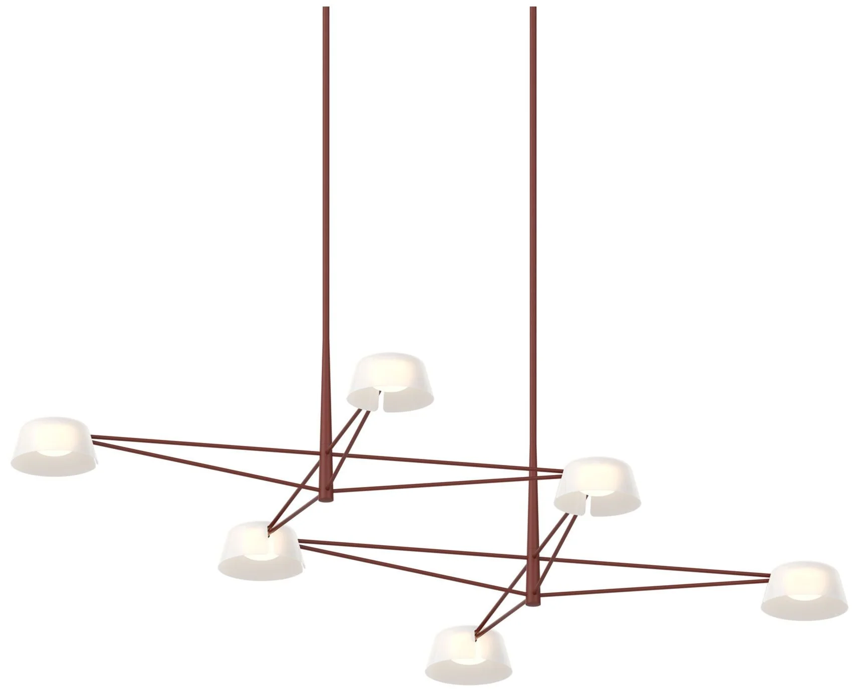 Ray 67.75"W 6-Light Oxide Red Rectangle Chandelier w/ Opal White Shade - Image 1