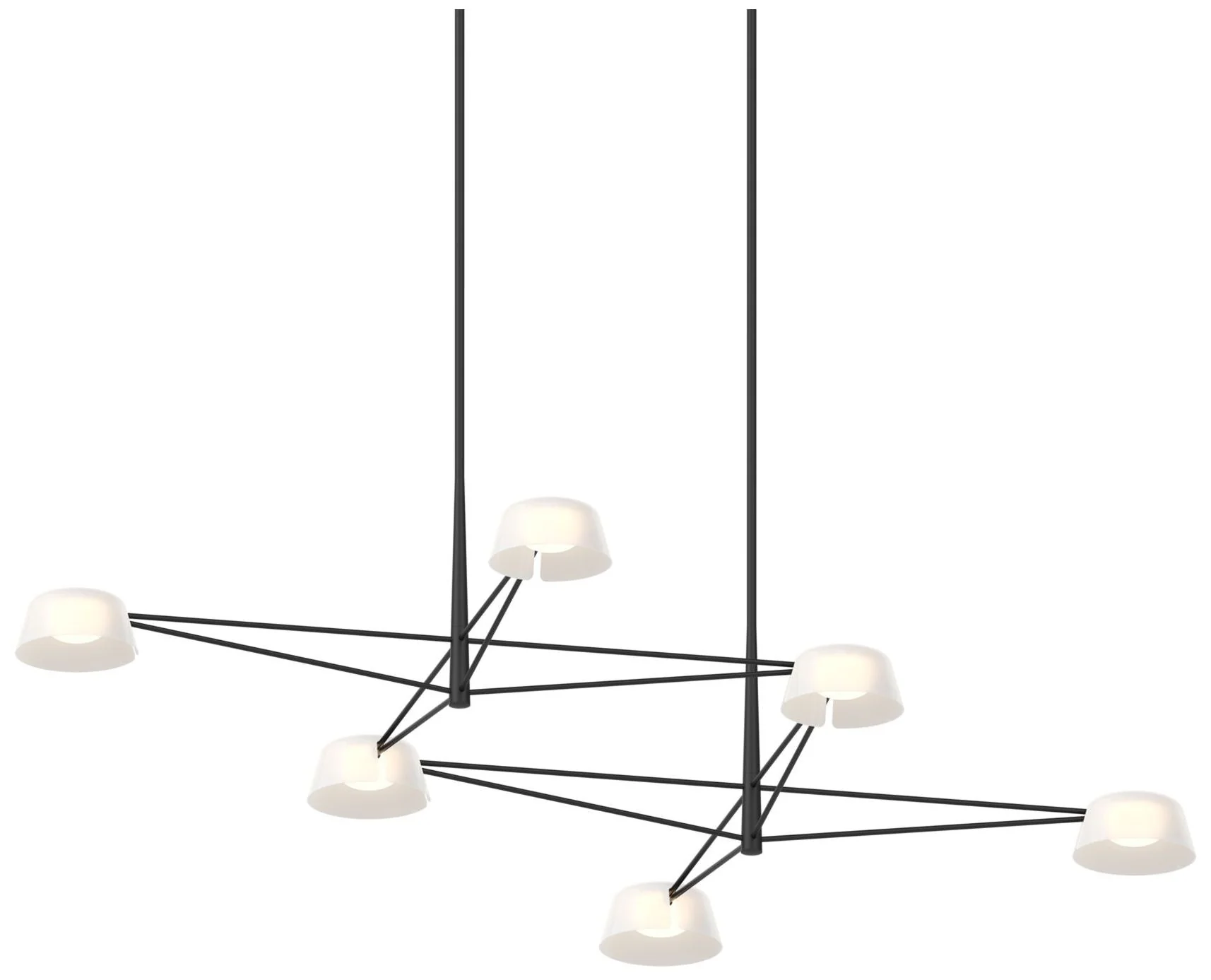 Ray 67.75"W 6-Light Satin Black Rectangle Chandelier w/ Opal White Sha - Image 1