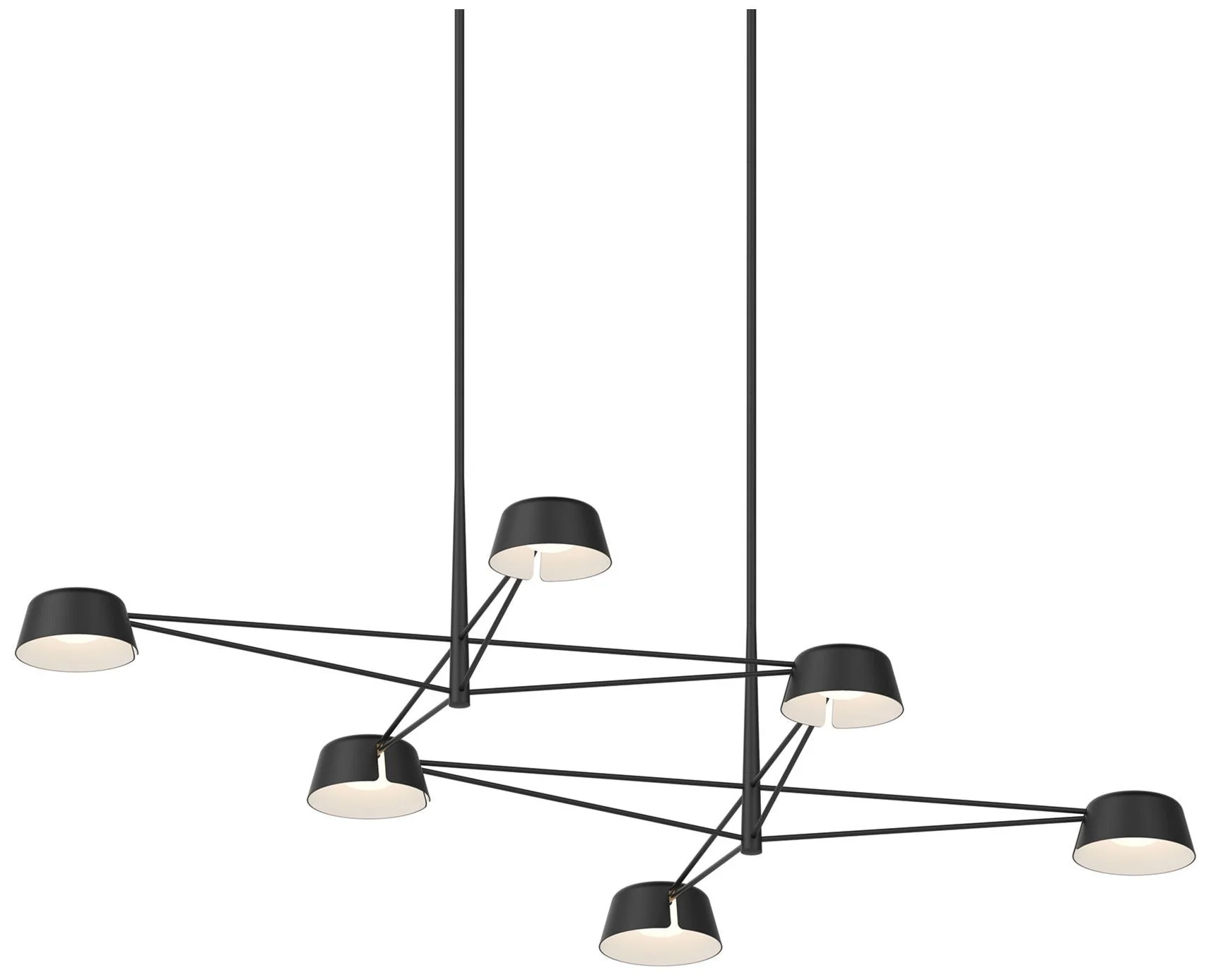 Ray 67.75"W 6-Light Satin Black Rectangle Chandelier w/ Satin Black Sh - Image 1