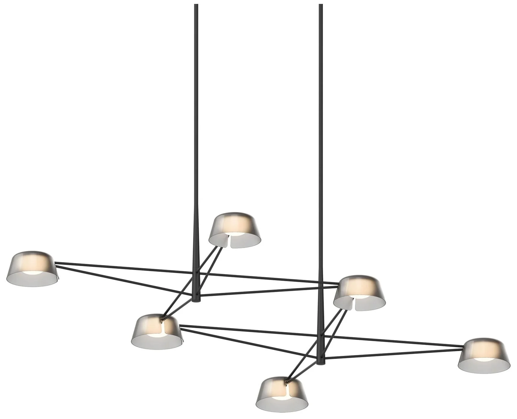 Ray 67.75"W 6-Light Satin Black Rectangle Chandelier w/ Smoked Etched - Image 1