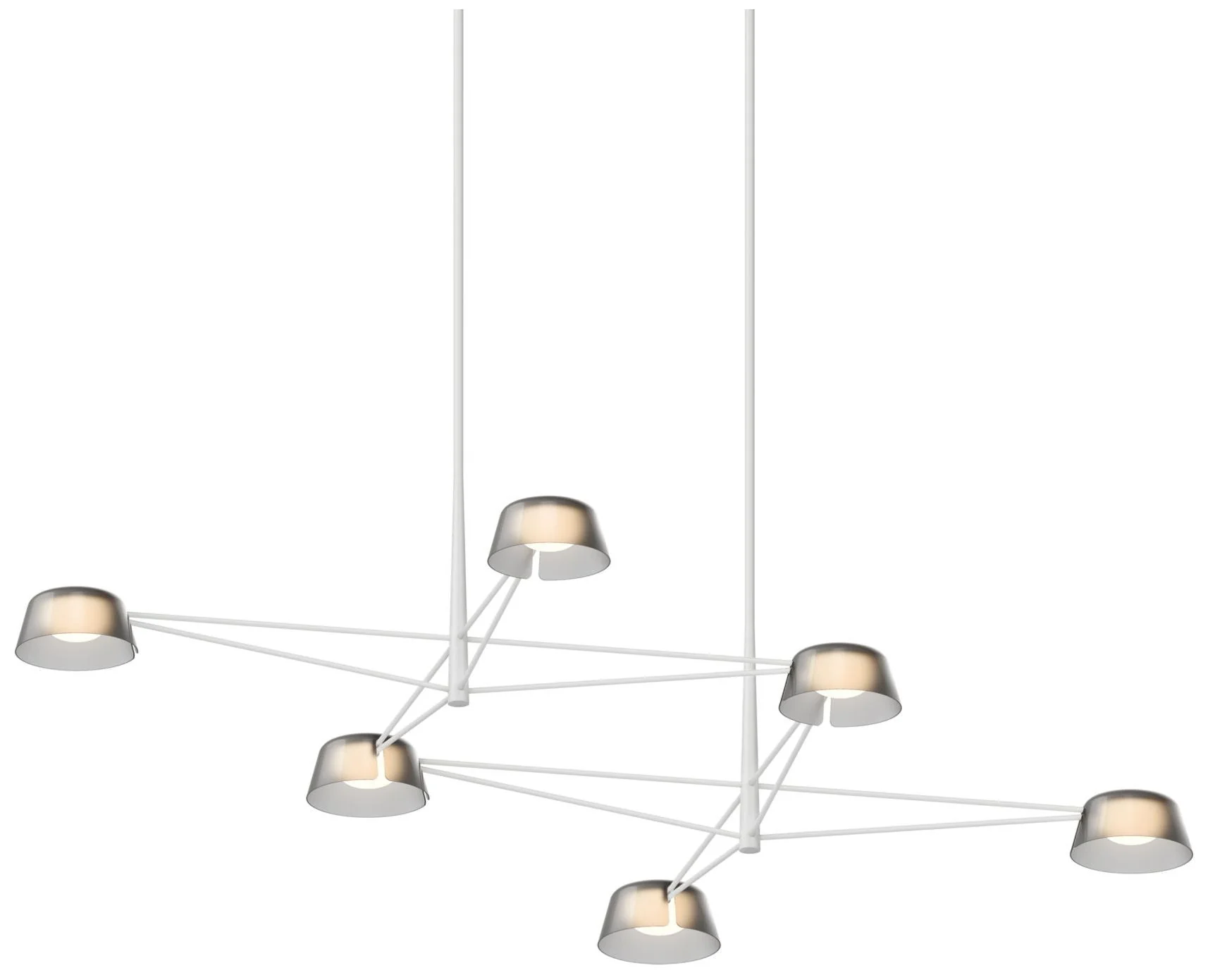 Ray 67.75"W 6-Light Warm Gray Rectangle Chandelier w/ Smoked Etched Sh - Image 1