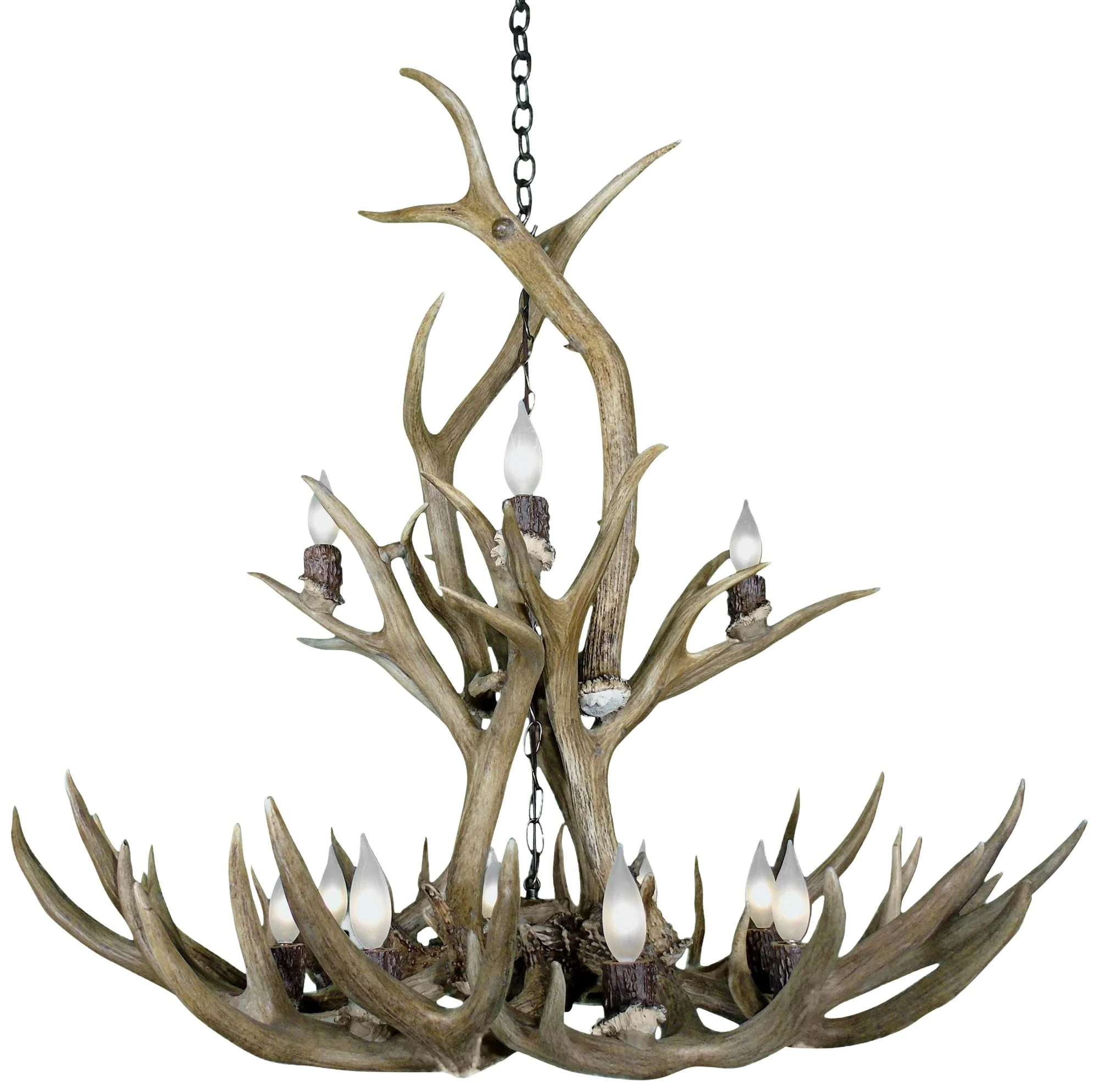 Real Antler 39" Wide Natural Brown 12-Light Chandelier - Image 1