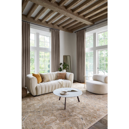 Surya Rochelle Modern Channeled Cream Boucle Sofa - Image 1
