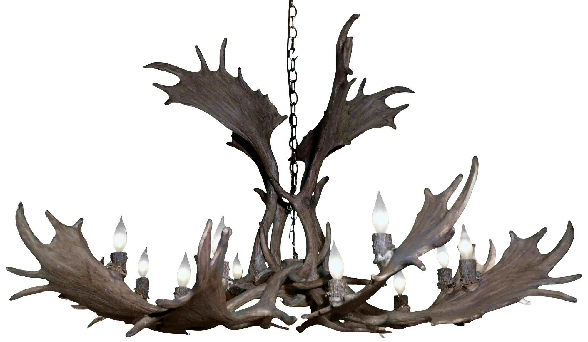 Reproduction Antler 51"W Natural Brown 12-Light Chandelier - Image 1