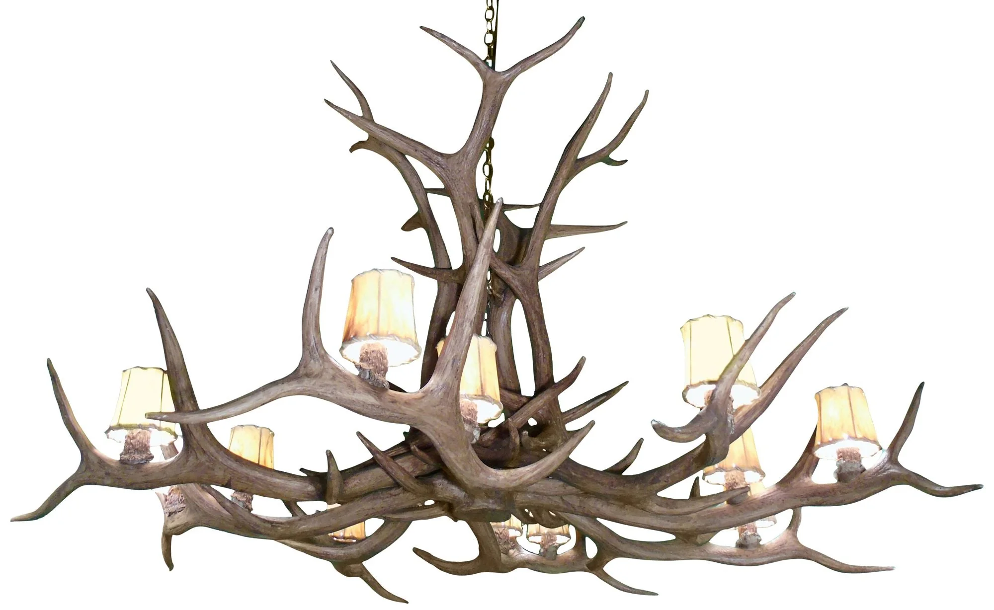 Reproduction Antler 66"W Natural Brown 12-Light Chandelier - Image 1