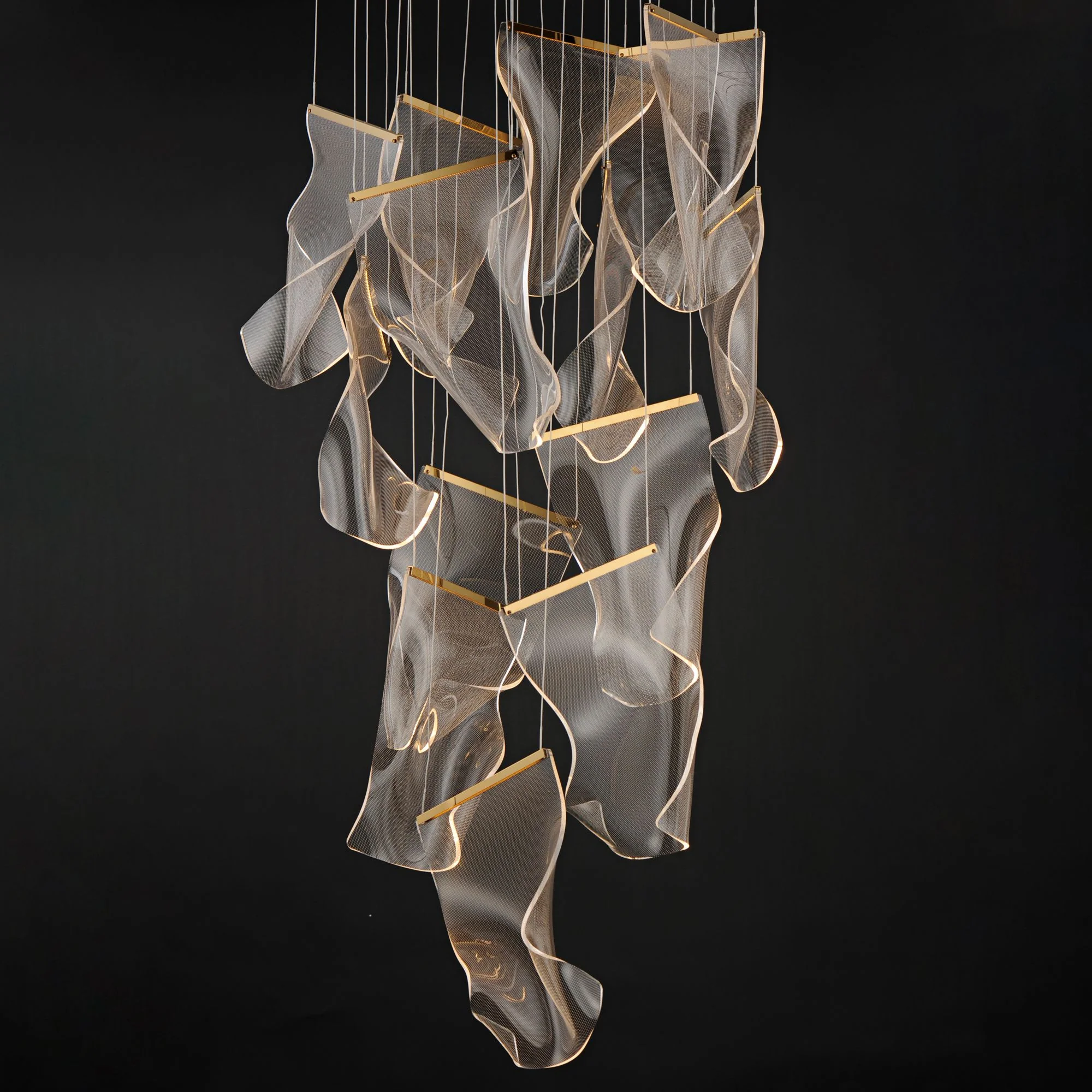 Rinkle 14-Light 28" Wide LED Pendant - French Gold - Image 3