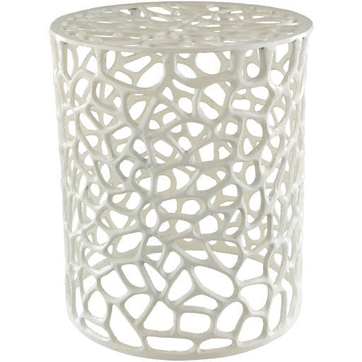 Surya Risa Modern White Metal Round Accent Side Table RIS-001 - Image 1