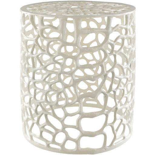 Surya Risa Modern White Metal Round Accent Side Table RIS-001 - Image 2