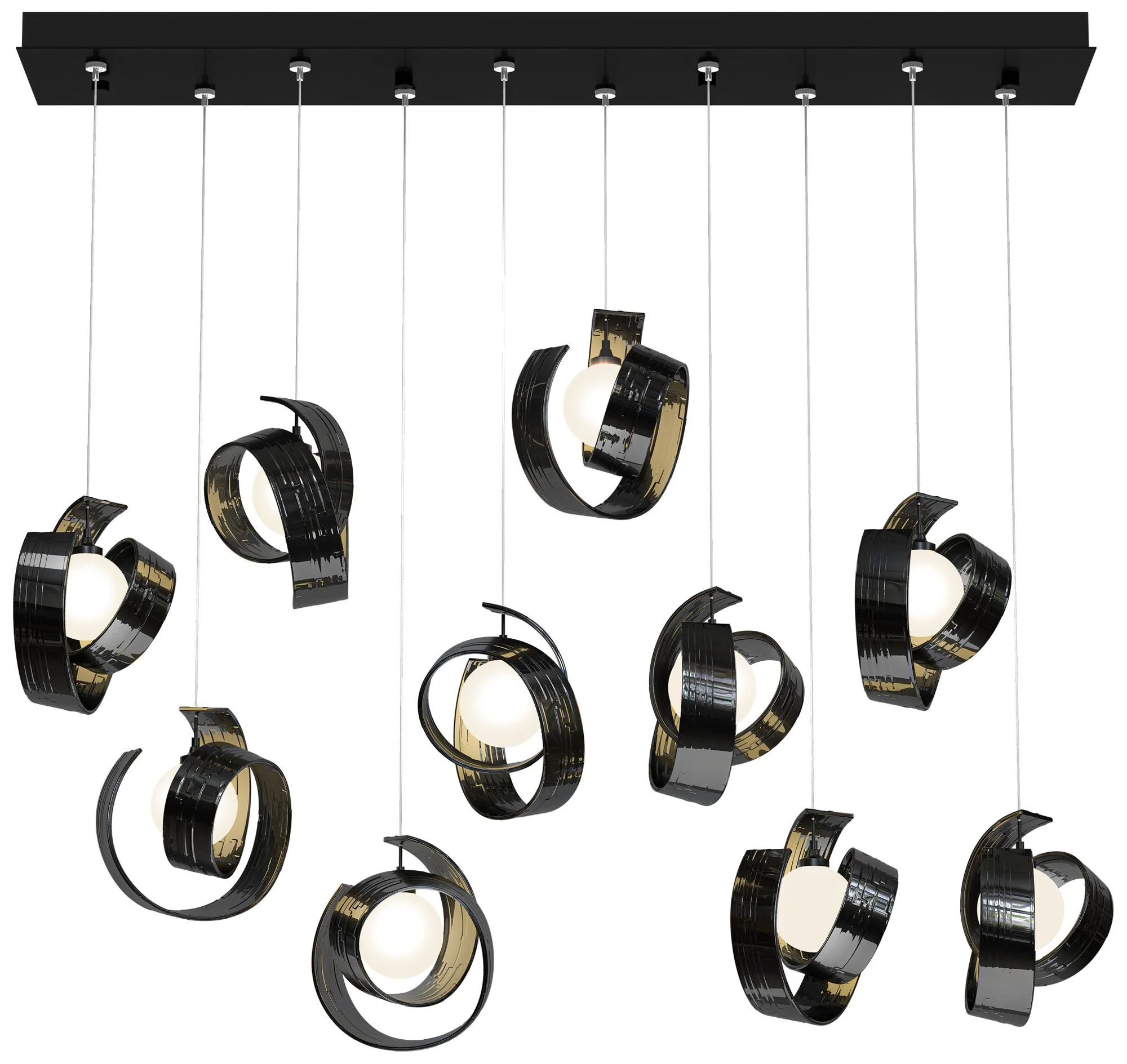 Riza 12.2" Wide 10-Light Ink Pendant With Opal Glass Shade - Image 1