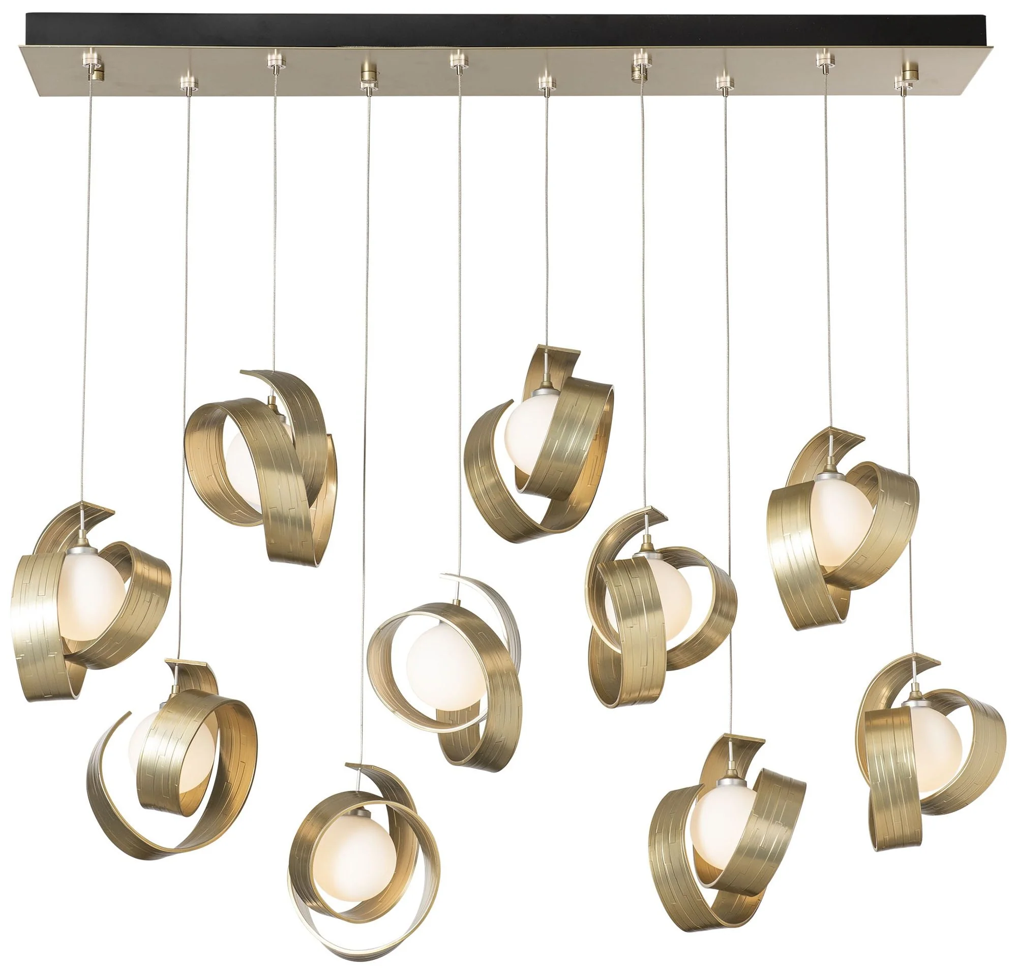 Riza 12.2" Wide 10-Light Modern Brass Pendant - Image 1